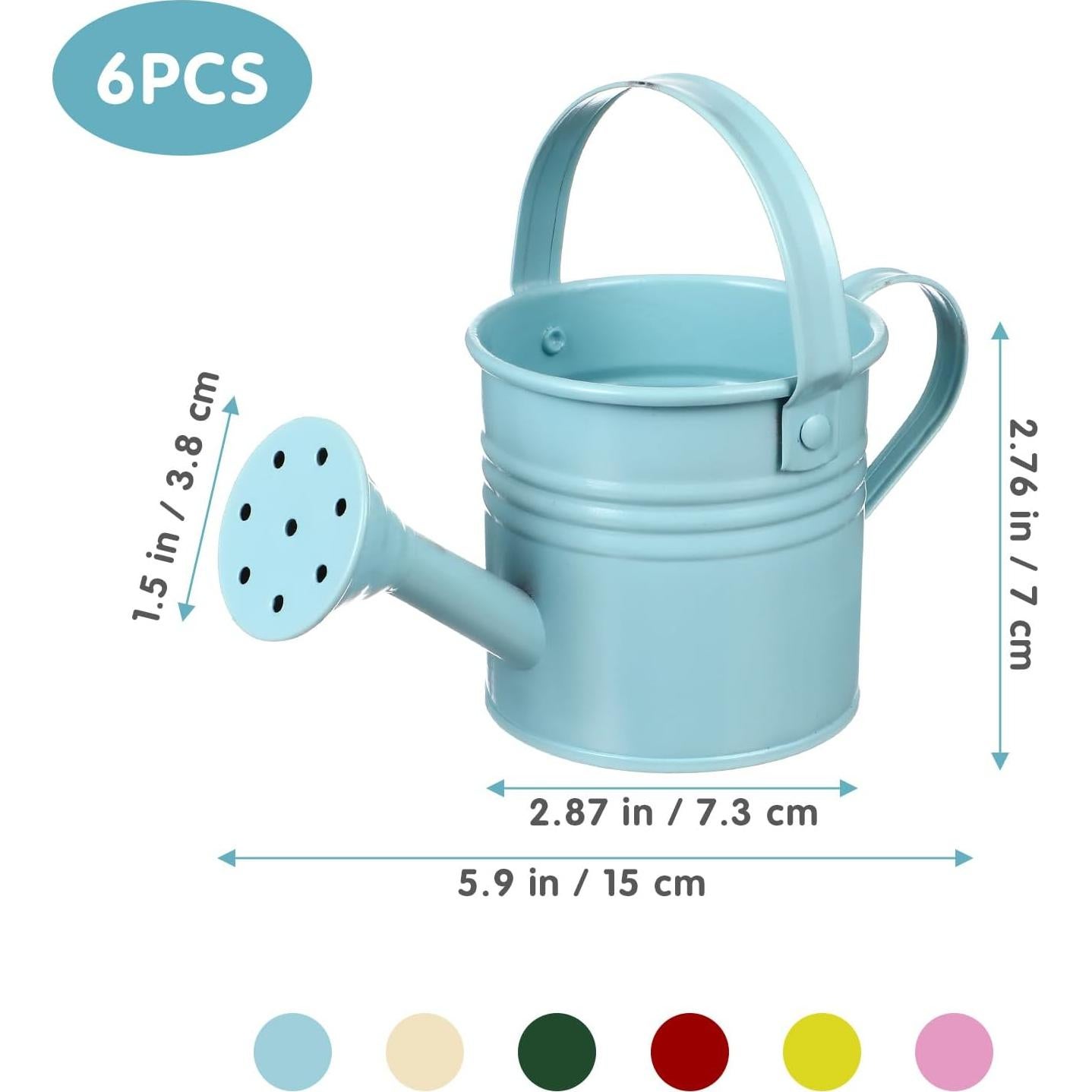 6 Regaderas para Niños de Hierro Coloridas 15x7.5 cm