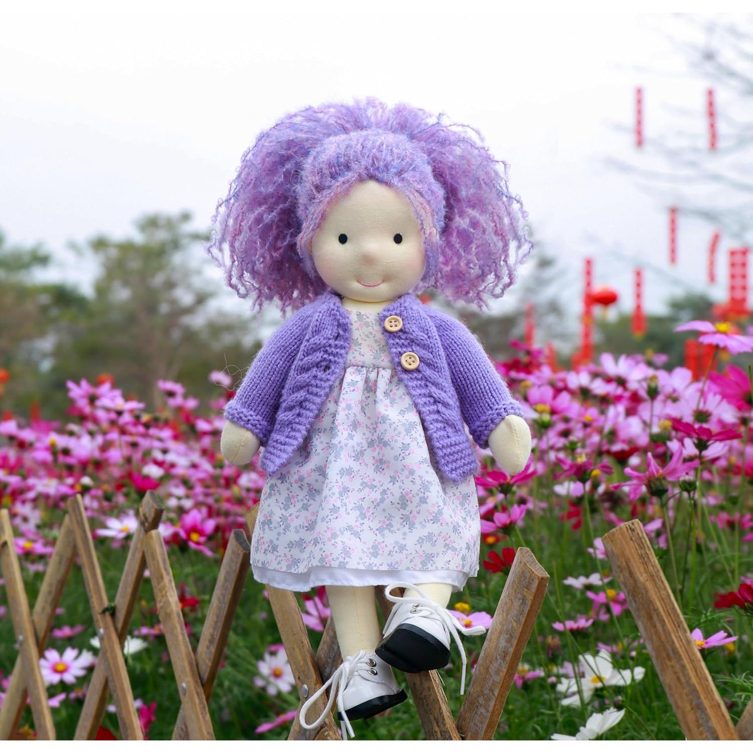 BlissfulPixie Handmade Waldorf Doll - Fruzie 12", Soft Girl Rag With Cute Stuffed Plush, Ideal First for Babies & Toddlers