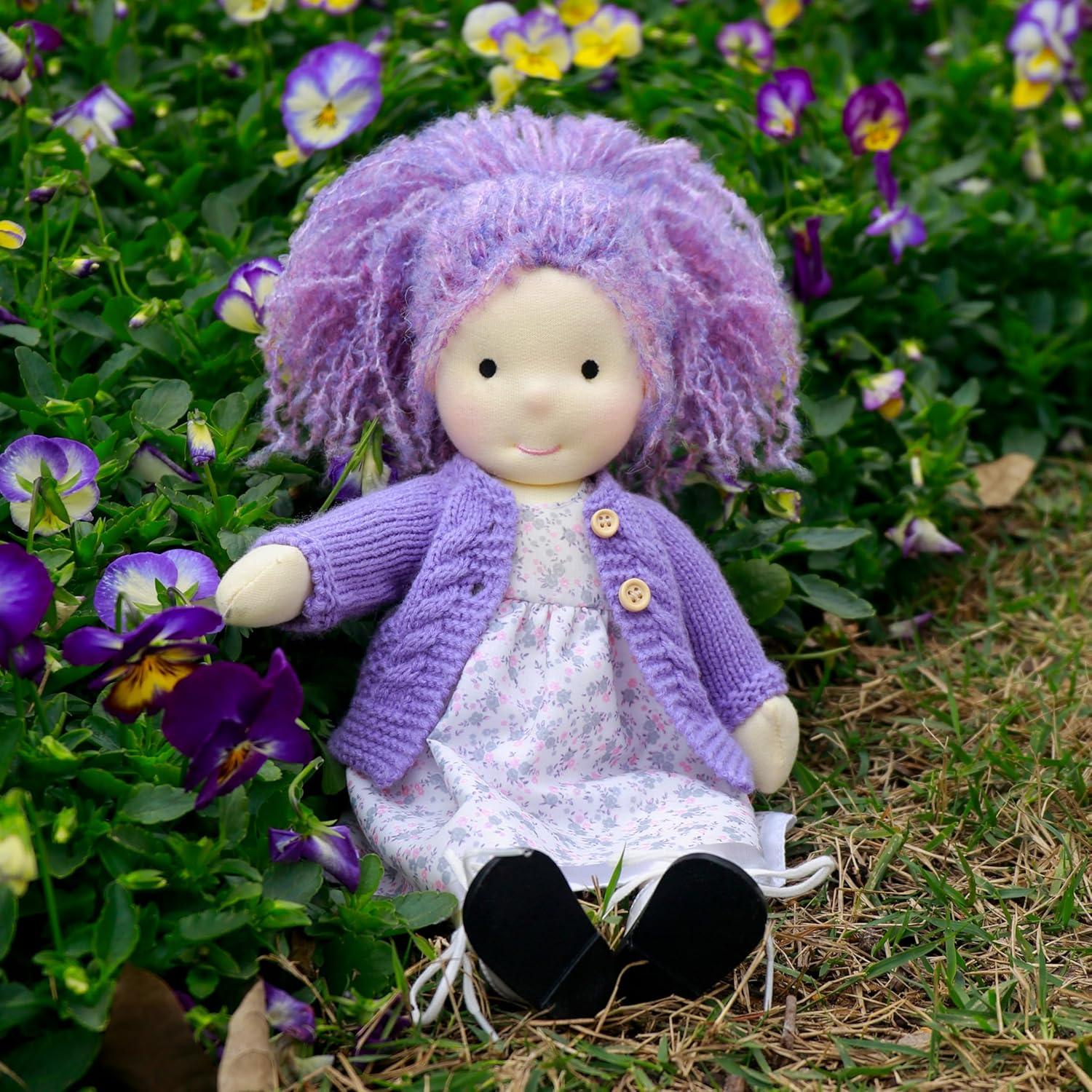 BlissfulPixie Handmade Waldorf Doll - Fruzie 12", Soft Girl Rag With Cute Stuffed Plush, Ideal First for Babies & Toddlers