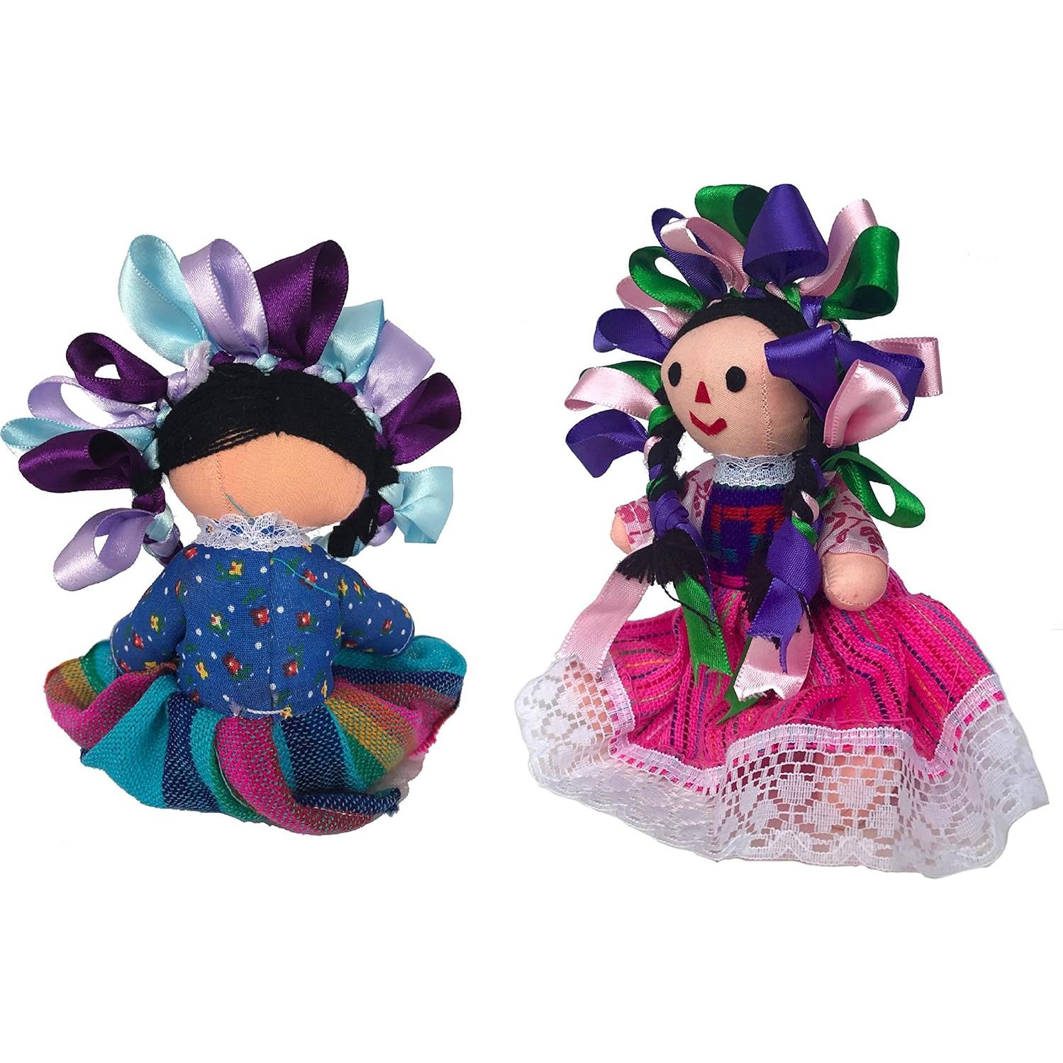 Muñecas de trapo tradicionales Alkimia - 2 paquetes - Rosa y Azul - 17.78 cm