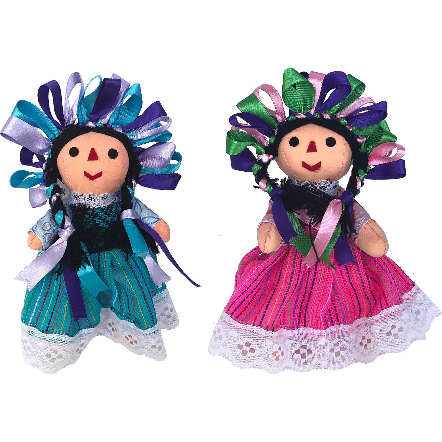 Muñecas de trapo tradicionales Alkimia - 2 paquetes - Rosa y Azul - 17.78 cm