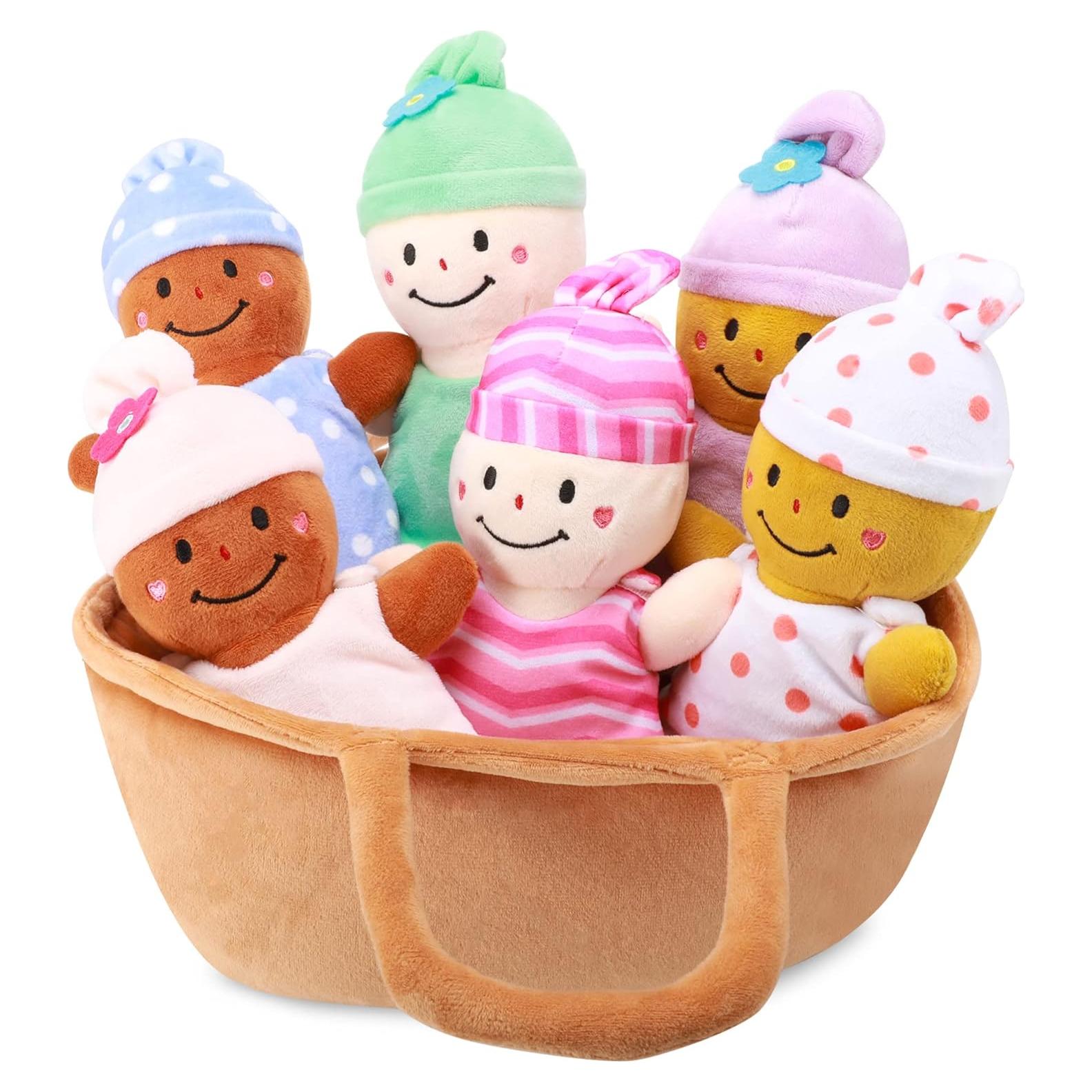 Conjunto de 6 Muñecas de Peluche Multiculturales Qpewep