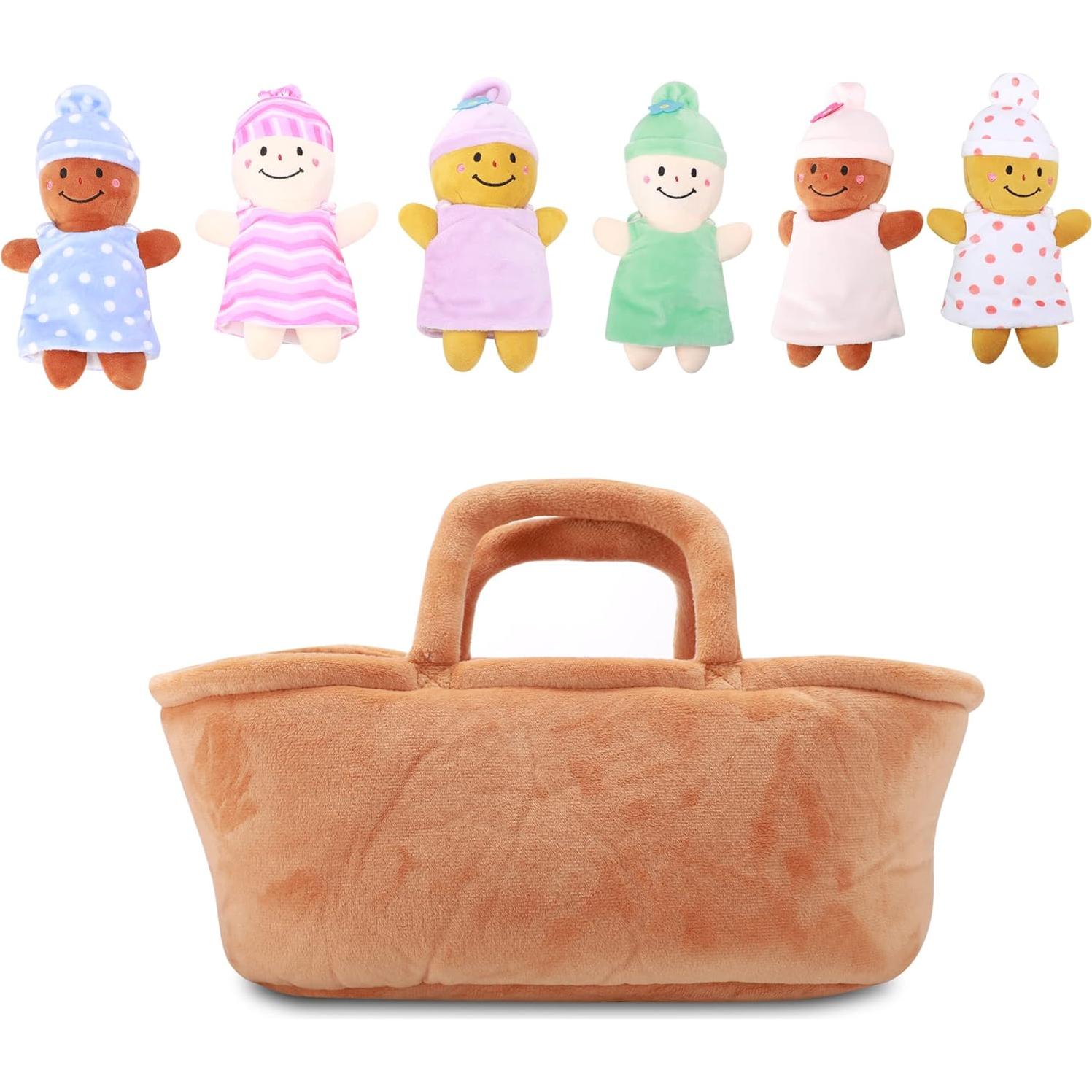 Conjunto de 6 Muñecas de Peluche Multiculturales Qpewep