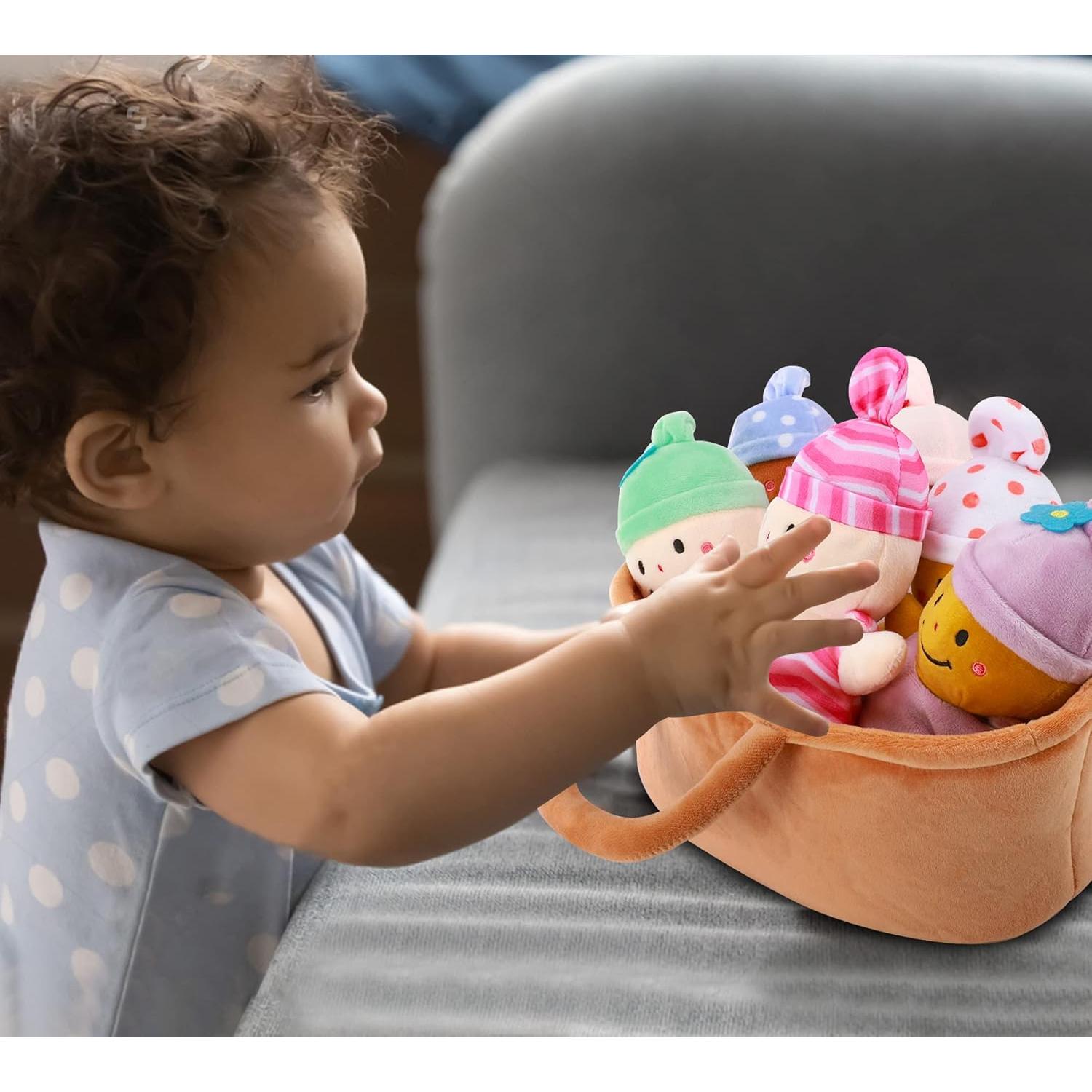 Conjunto de 6 Muñecas de Peluche Multiculturales Qpewep