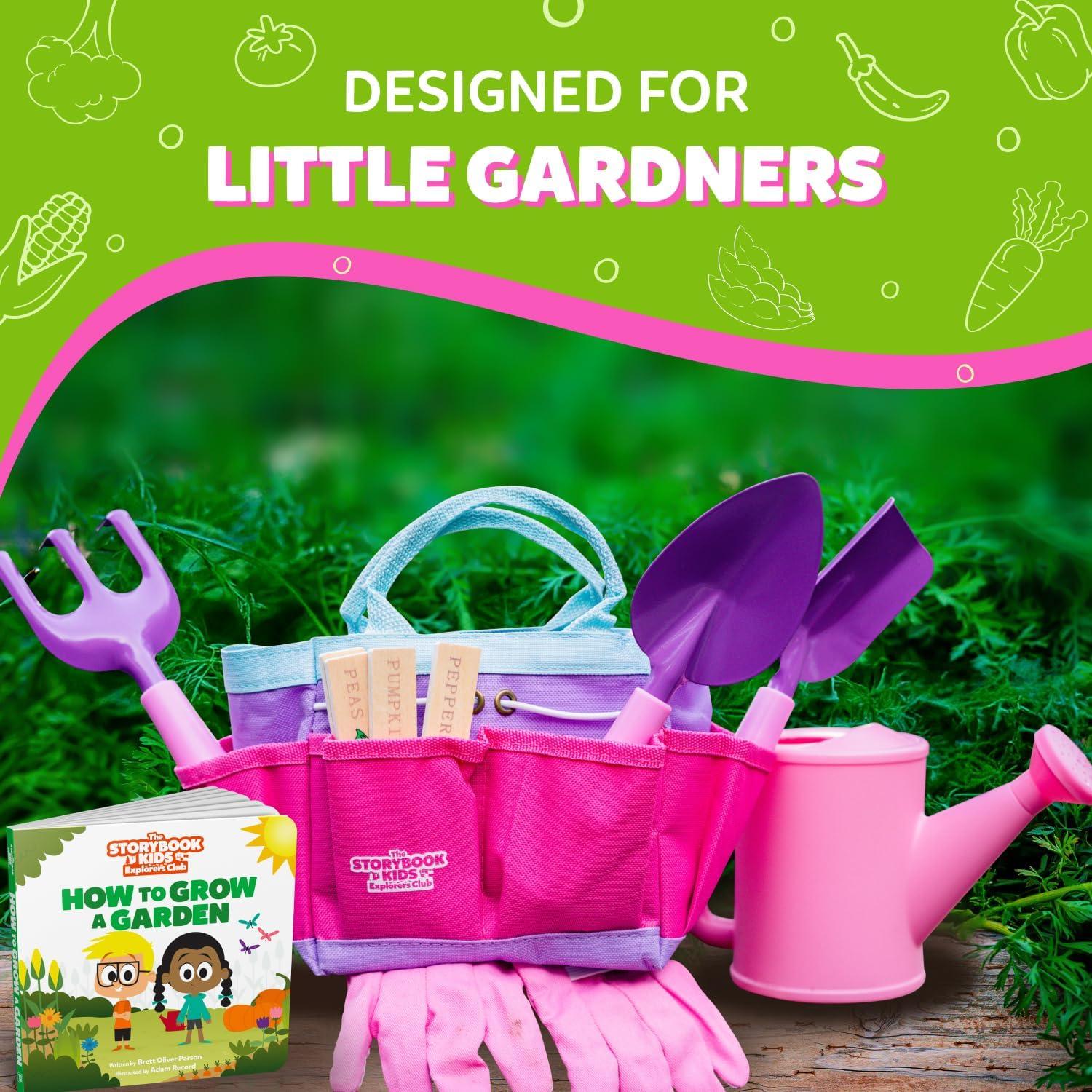 Set de Jardinería para Niños Rosado Clever Kid Toys - Incluye Regadera, Guantes y Libro