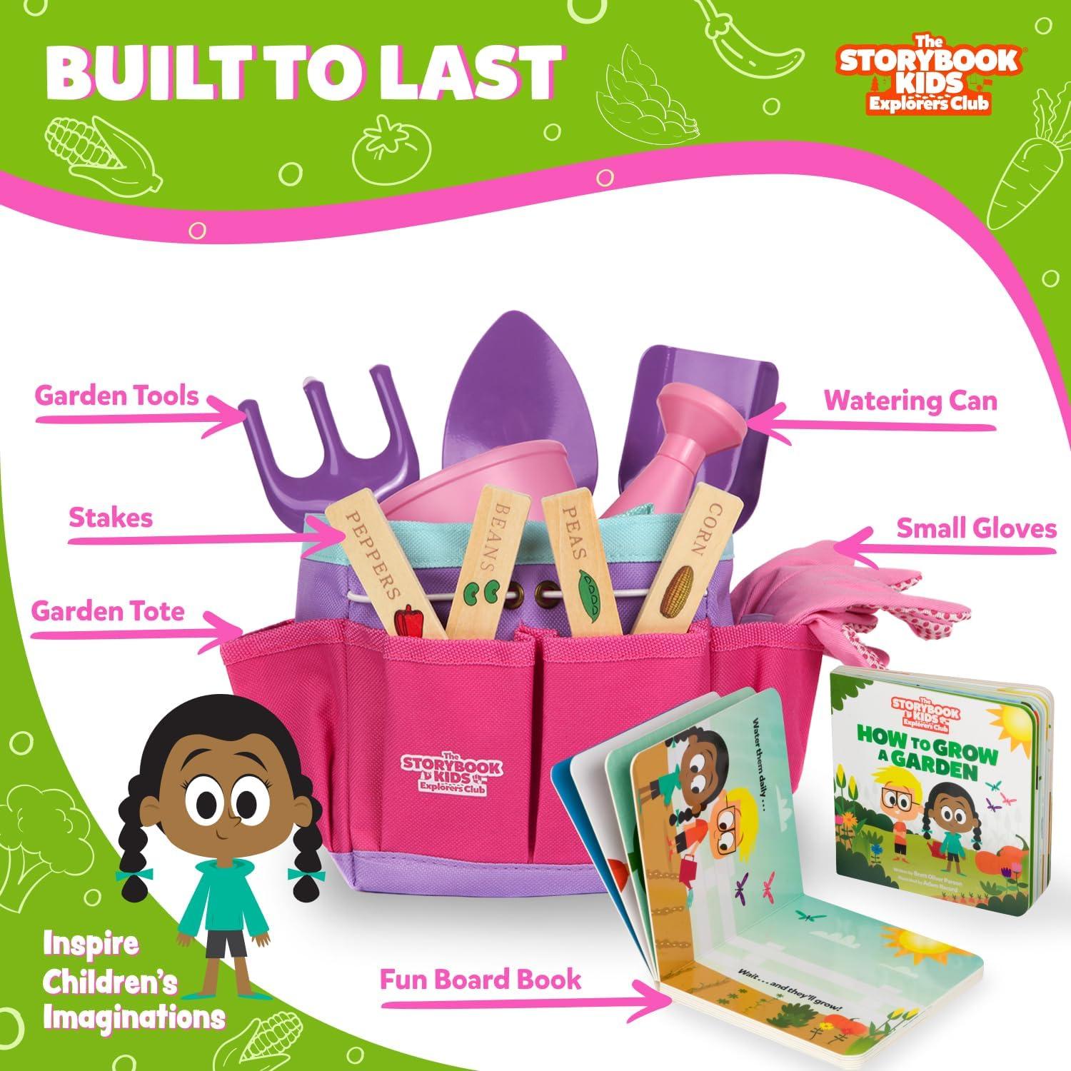 Set de Jardinería para Niños Rosado Clever Kid Toys - Incluye Regadera, Guantes y Libro