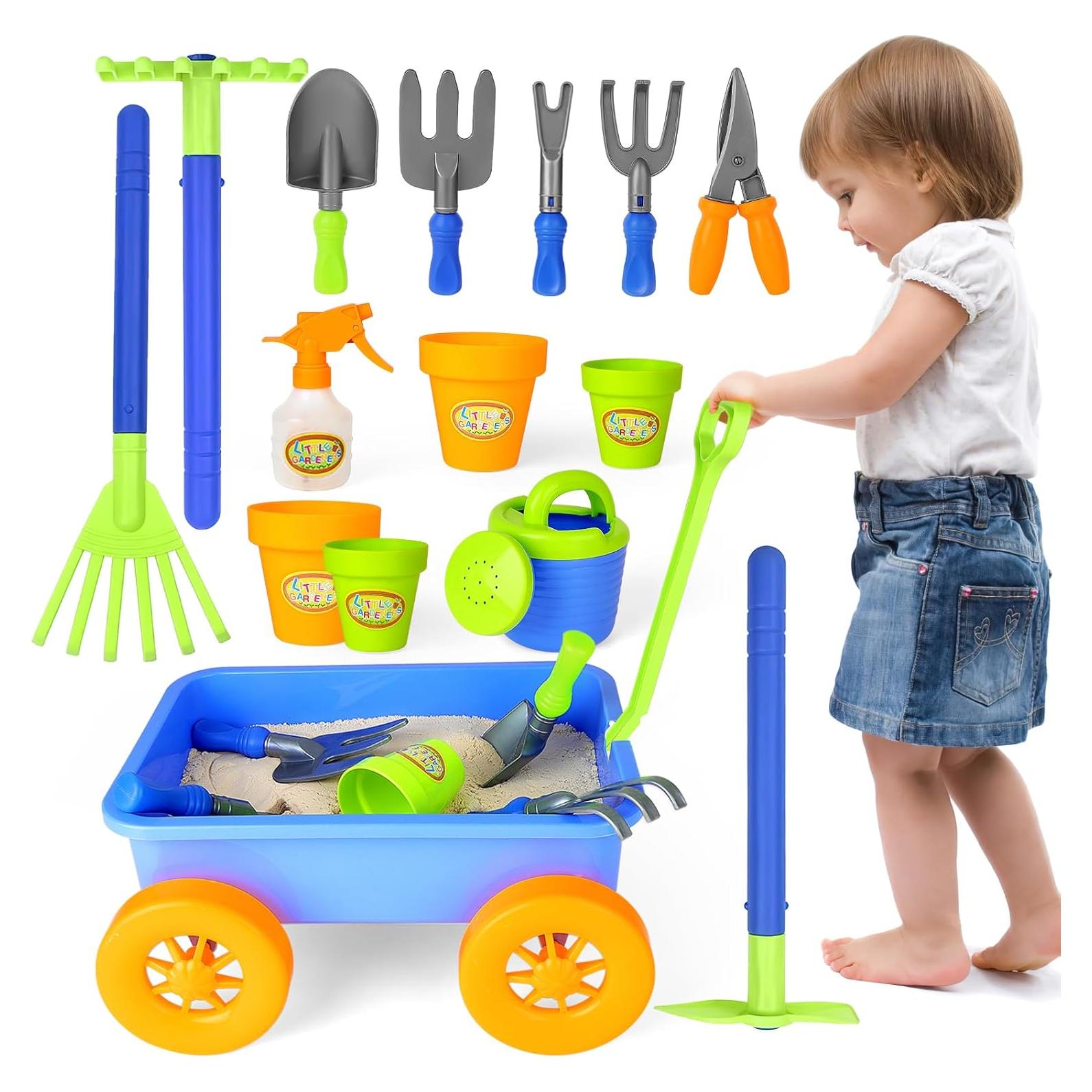 Juego de Jardinería deAO con Carretilla y 10 Accesorios