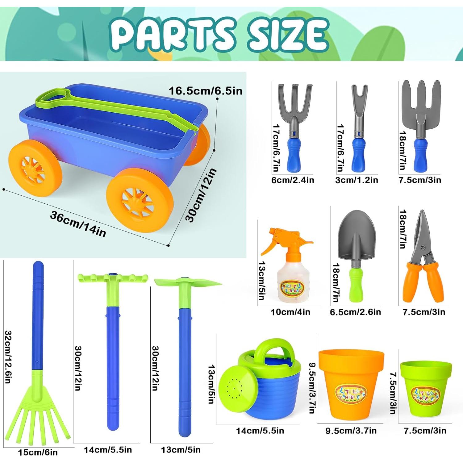 Juego de Jardinería deAO con Carretilla y 10 Accesorios