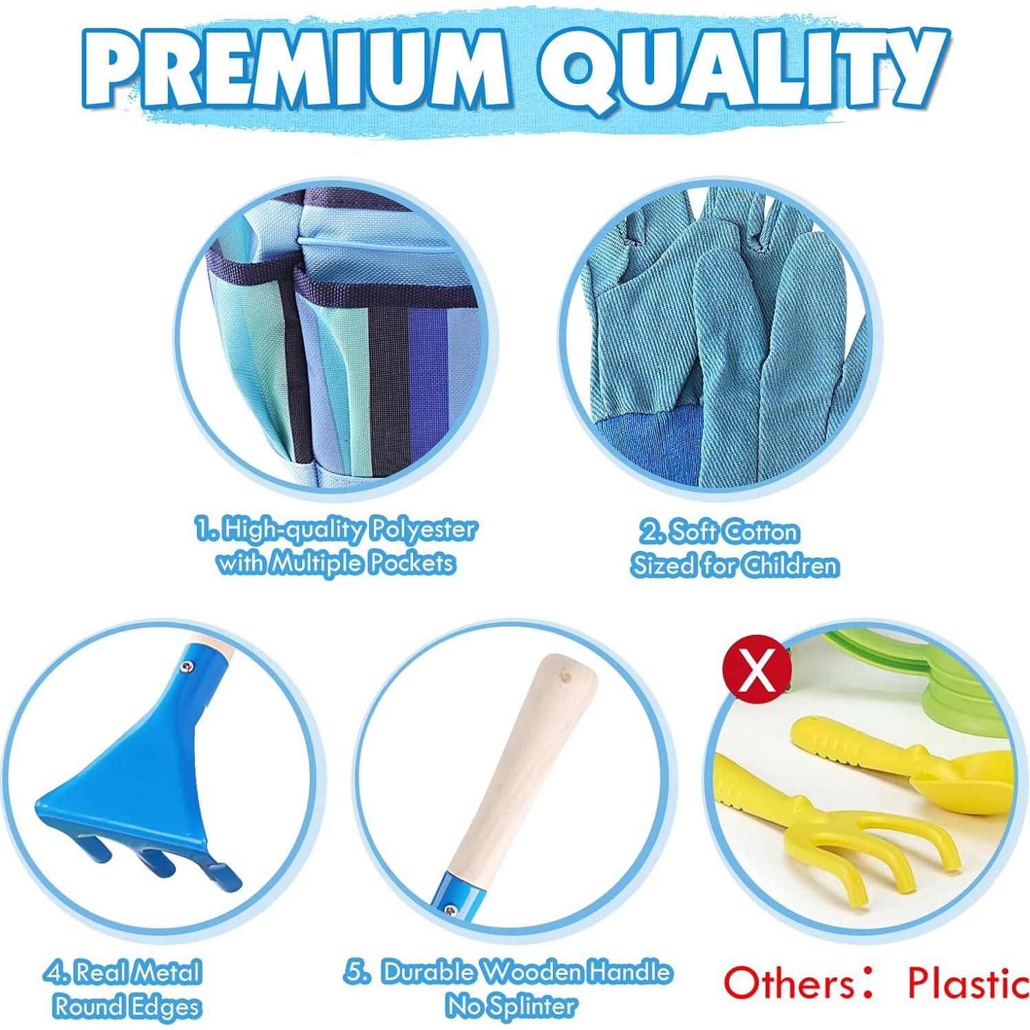 Juego de Herramientas de Jardinería Fuzzy Pixie 6 Piezas Azul