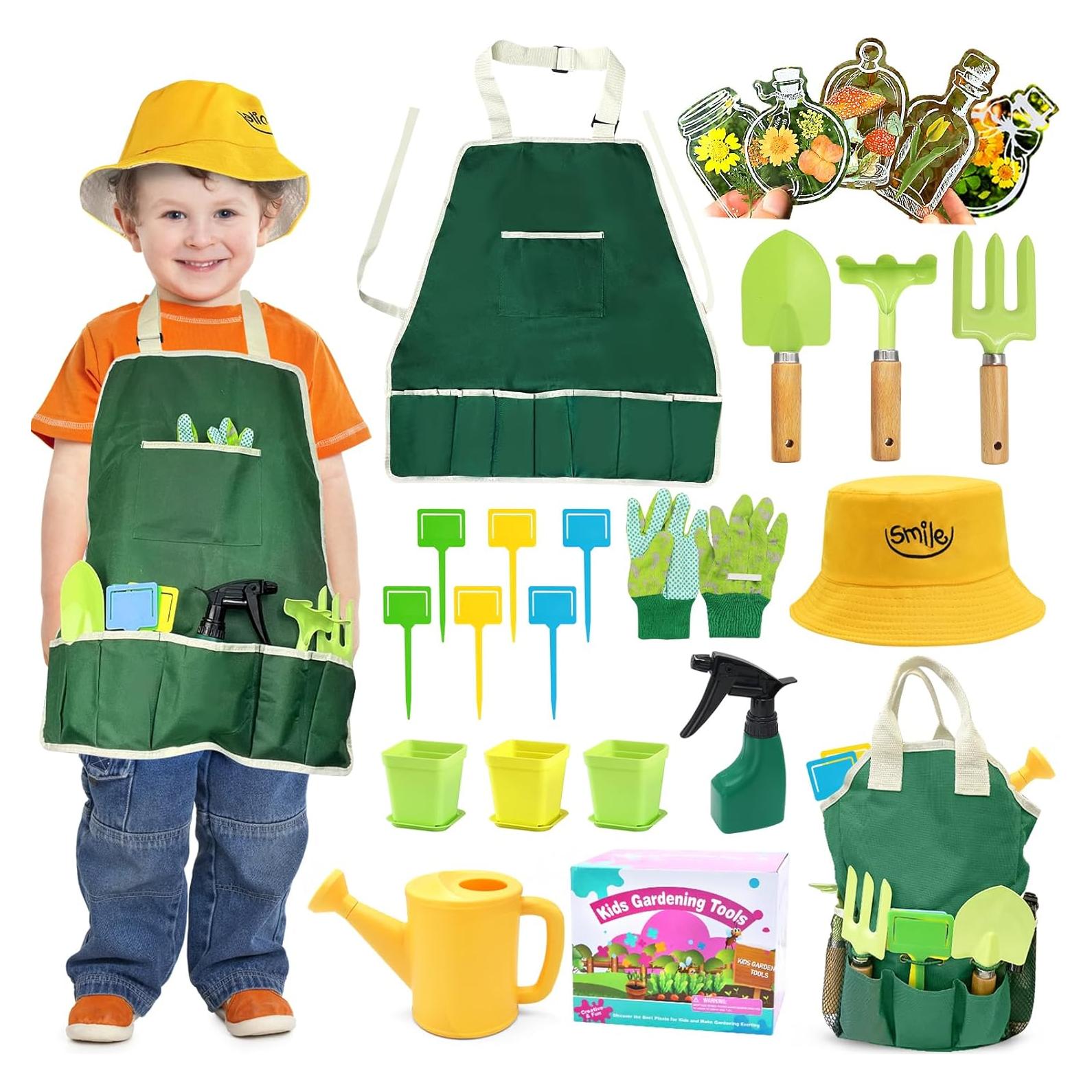 Juego de Jardinería para Niños YZNlife con Herramientas y Bolsa