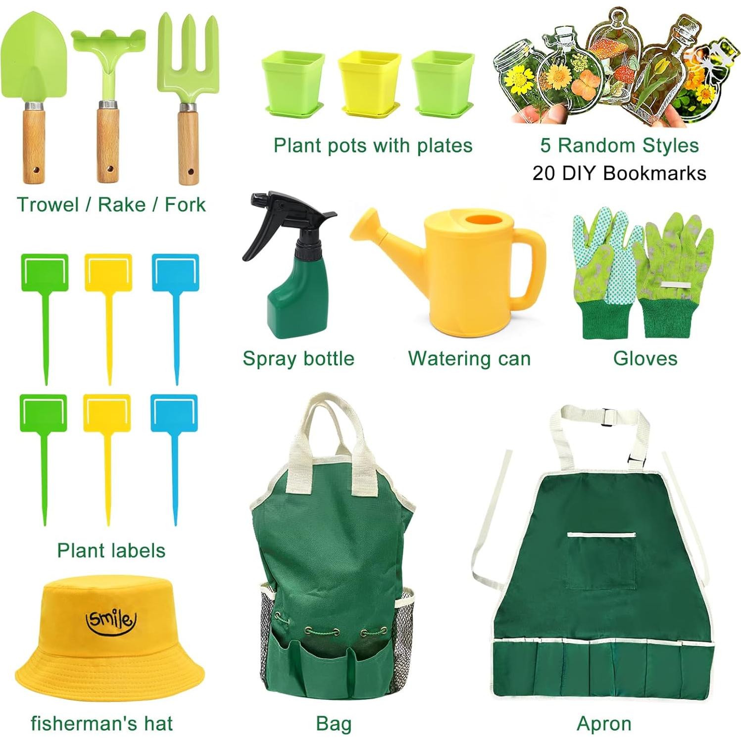 Juego de Jardinería para Niños YZNlife con Herramientas y Bolsa