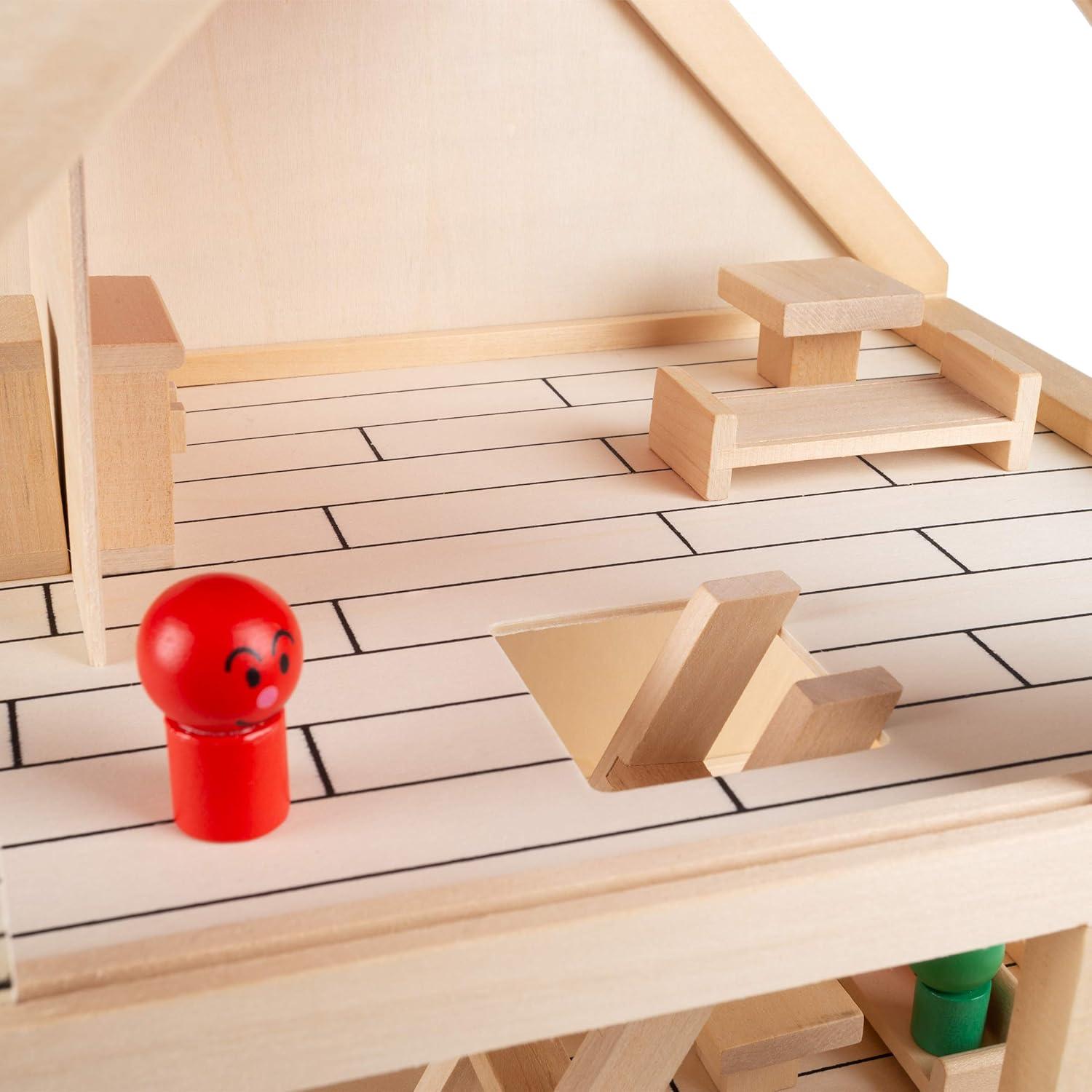 Casa de Muñecas de Madera Hey! Play! 2 Pisos con Muebles