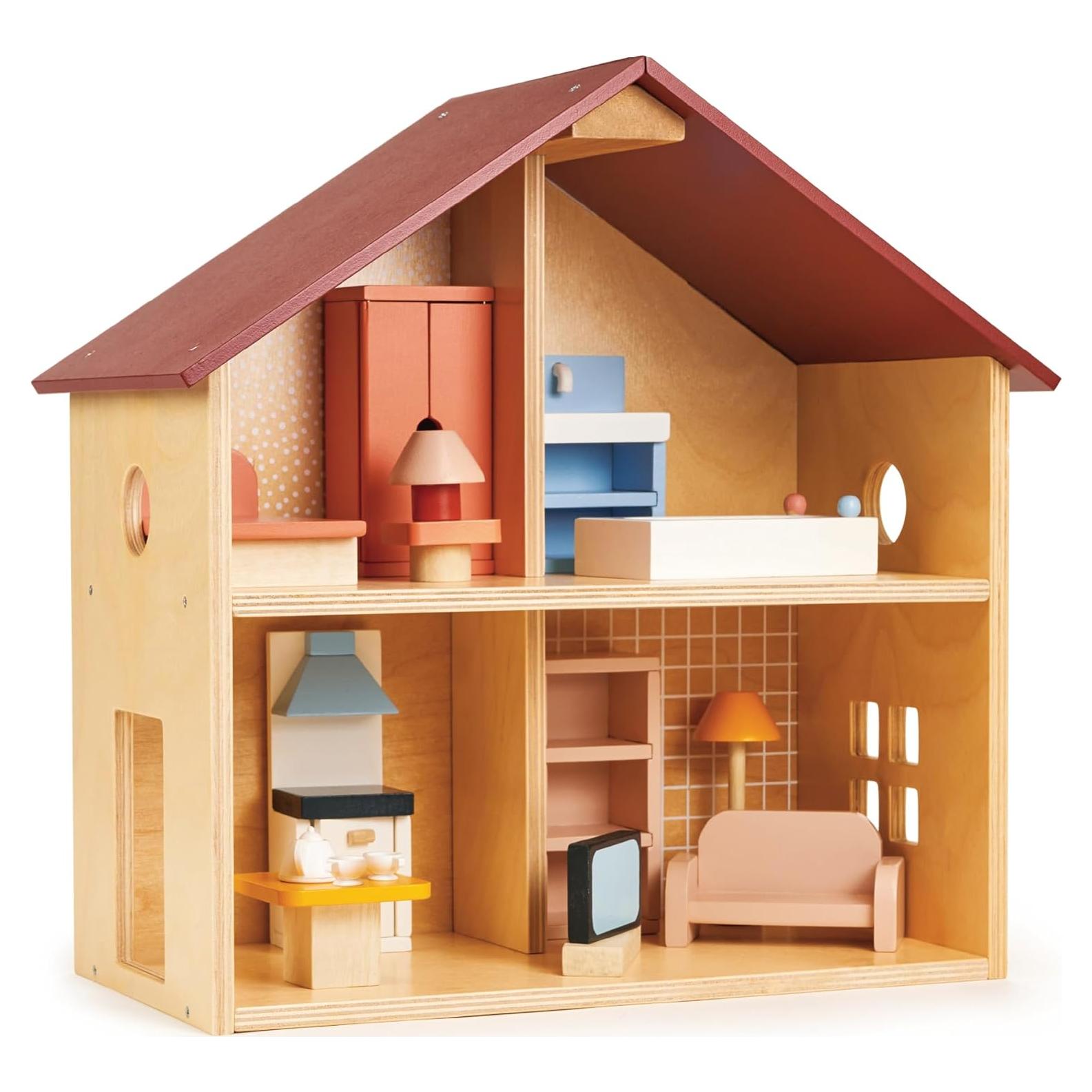 Casa de Muñecas Poppets Mentari - Madera Amueblada 4 Habitaciones