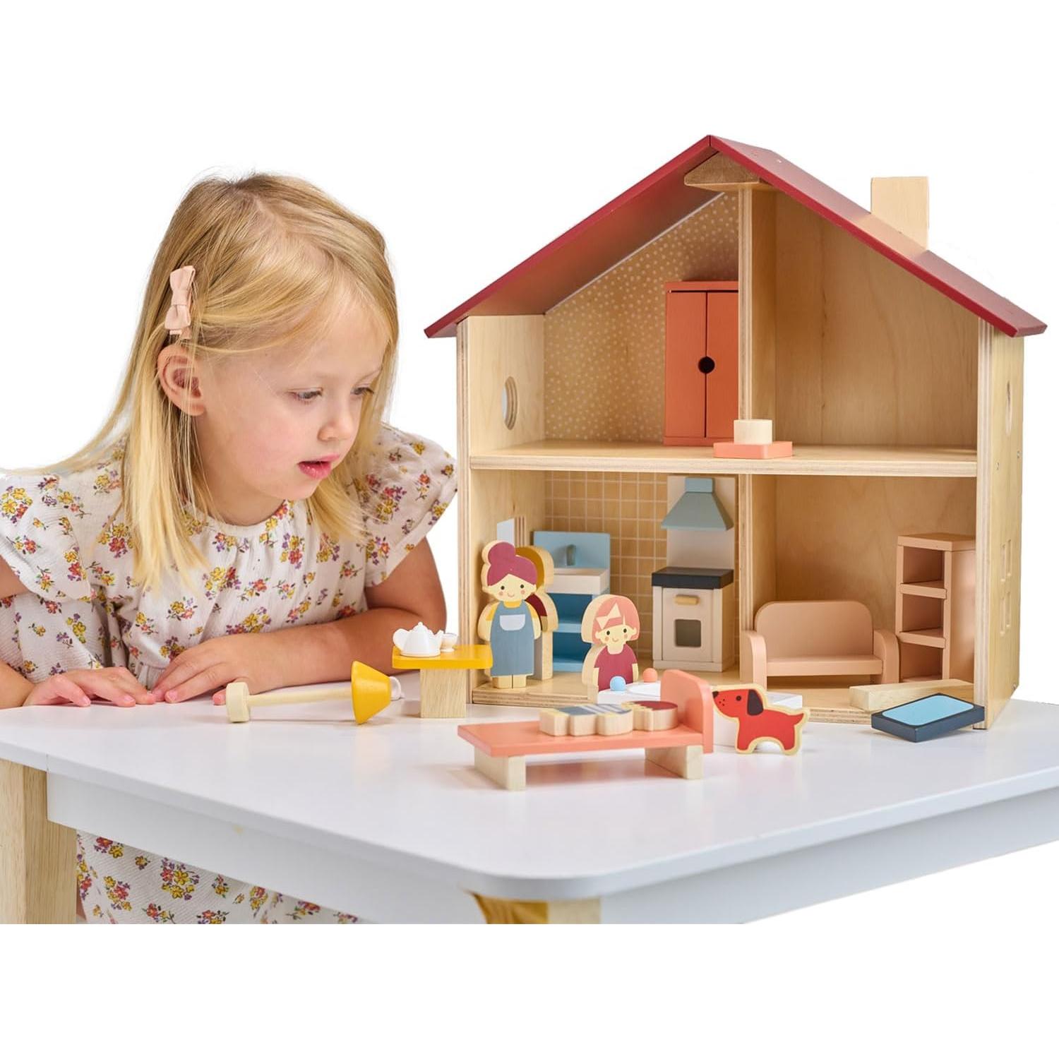 Casa de Muñecas Poppets Mentari - Madera Amueblada 4 Habitaciones