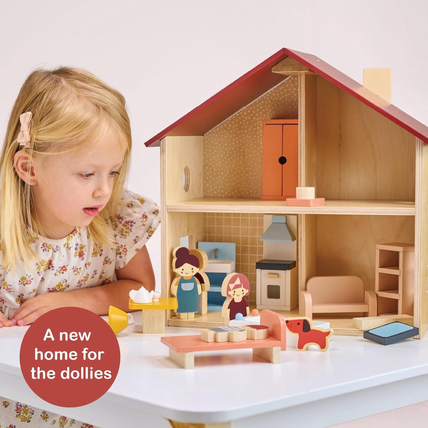 Casa de Muñecas Poppets Mentari - Madera Amueblada 4 Habitaciones