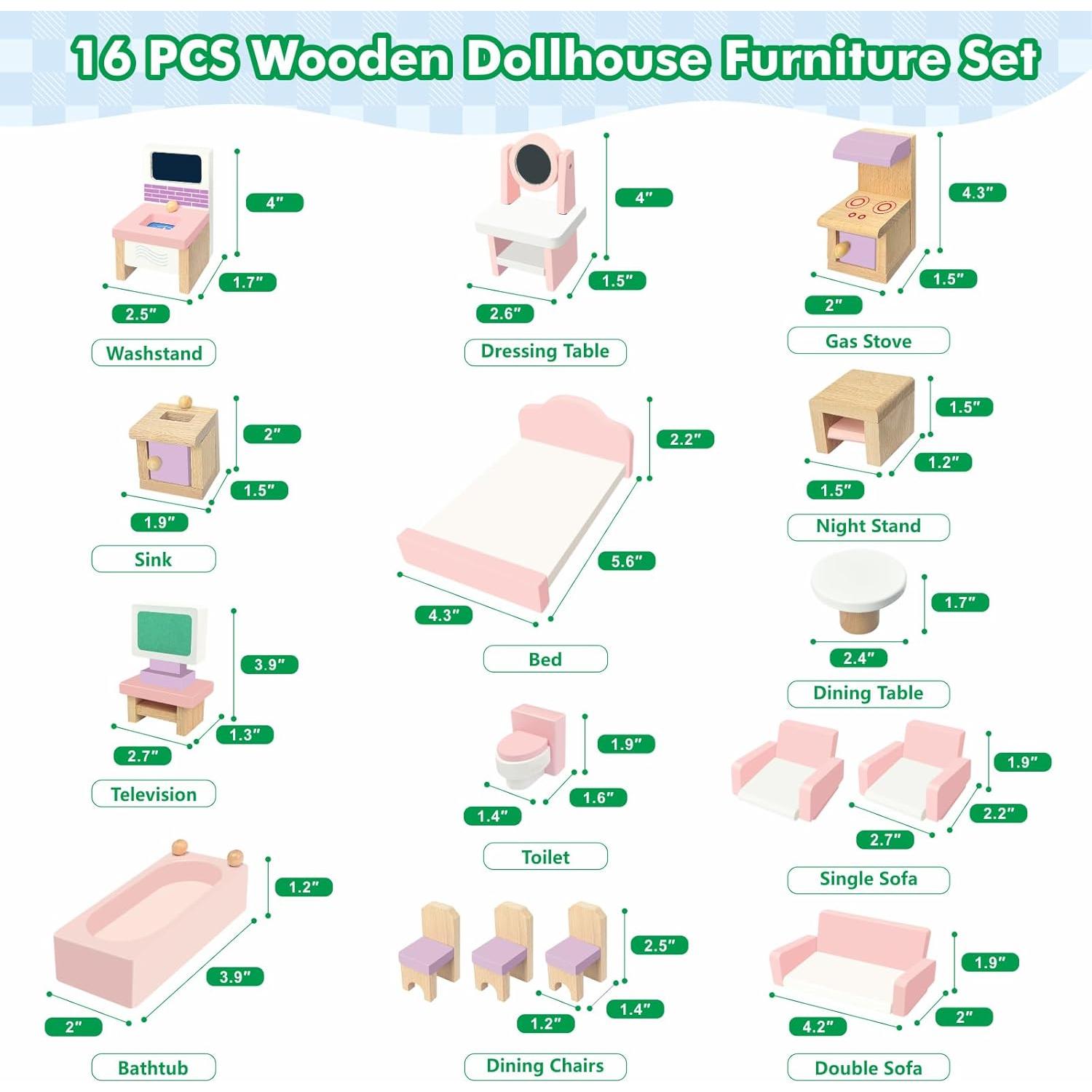 Casa de Muñecas de Madera SimpliPlay Plegable 4 Habitaciones