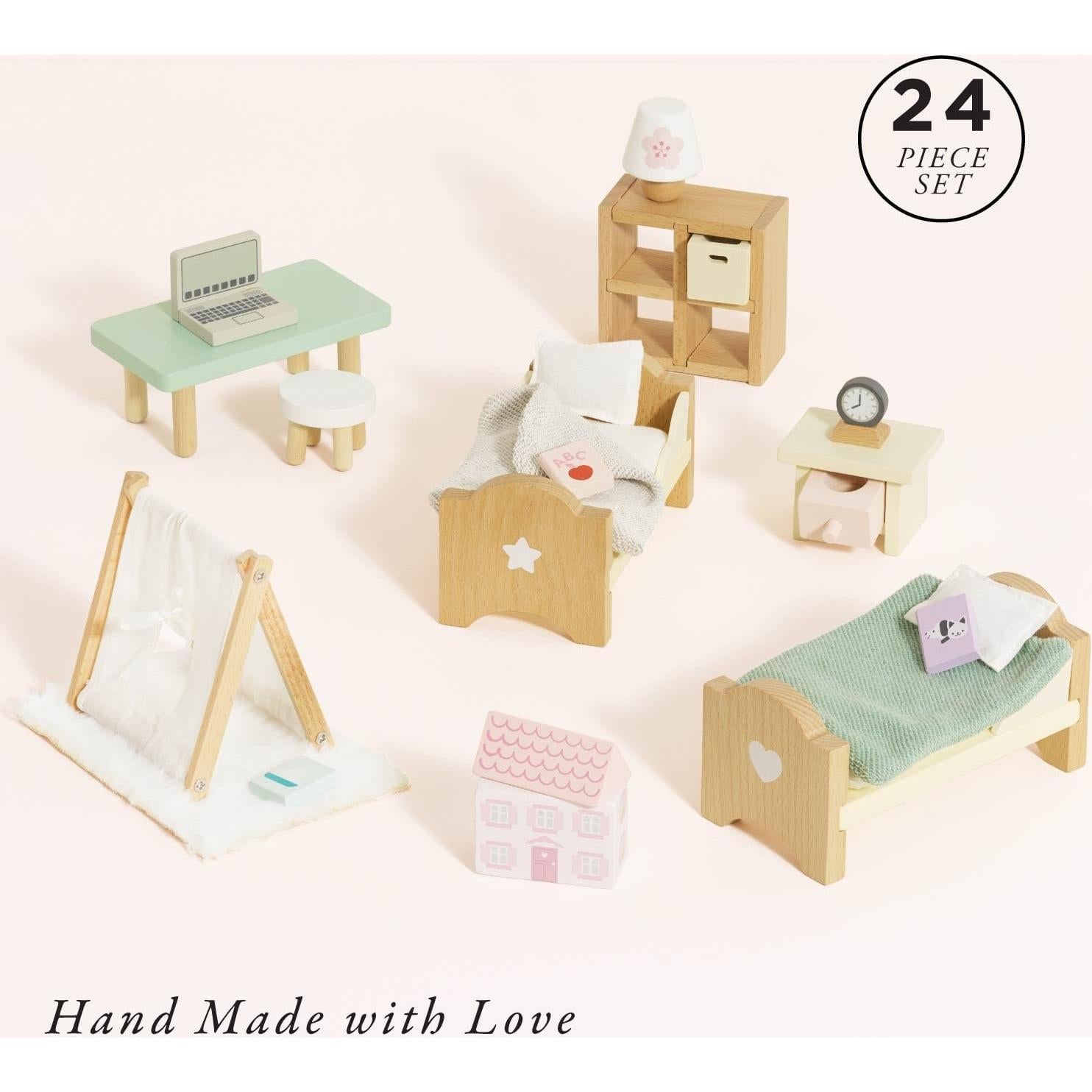 Conjunto de dormitorio de madera Le Toy Van SugarPlum 8 cm