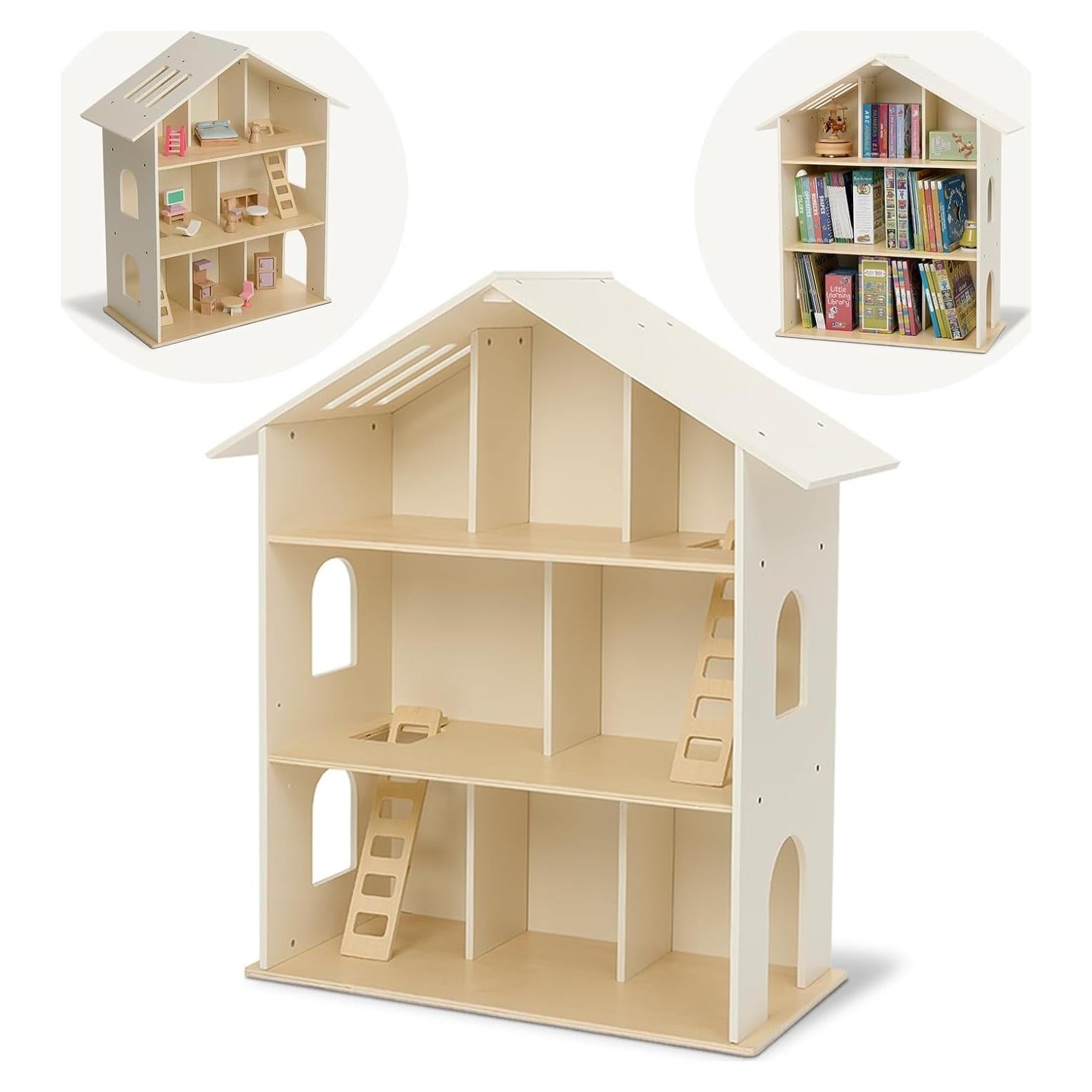 Estantería de Casa de Muñecas Monlurd 71x30cm Madera Abeto