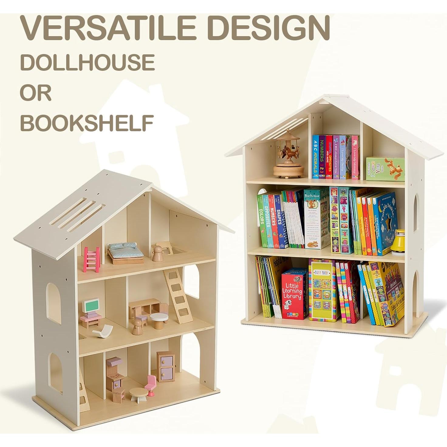 Estantería de Casa de Muñecas Monlurd 71x30cm Madera Abeto