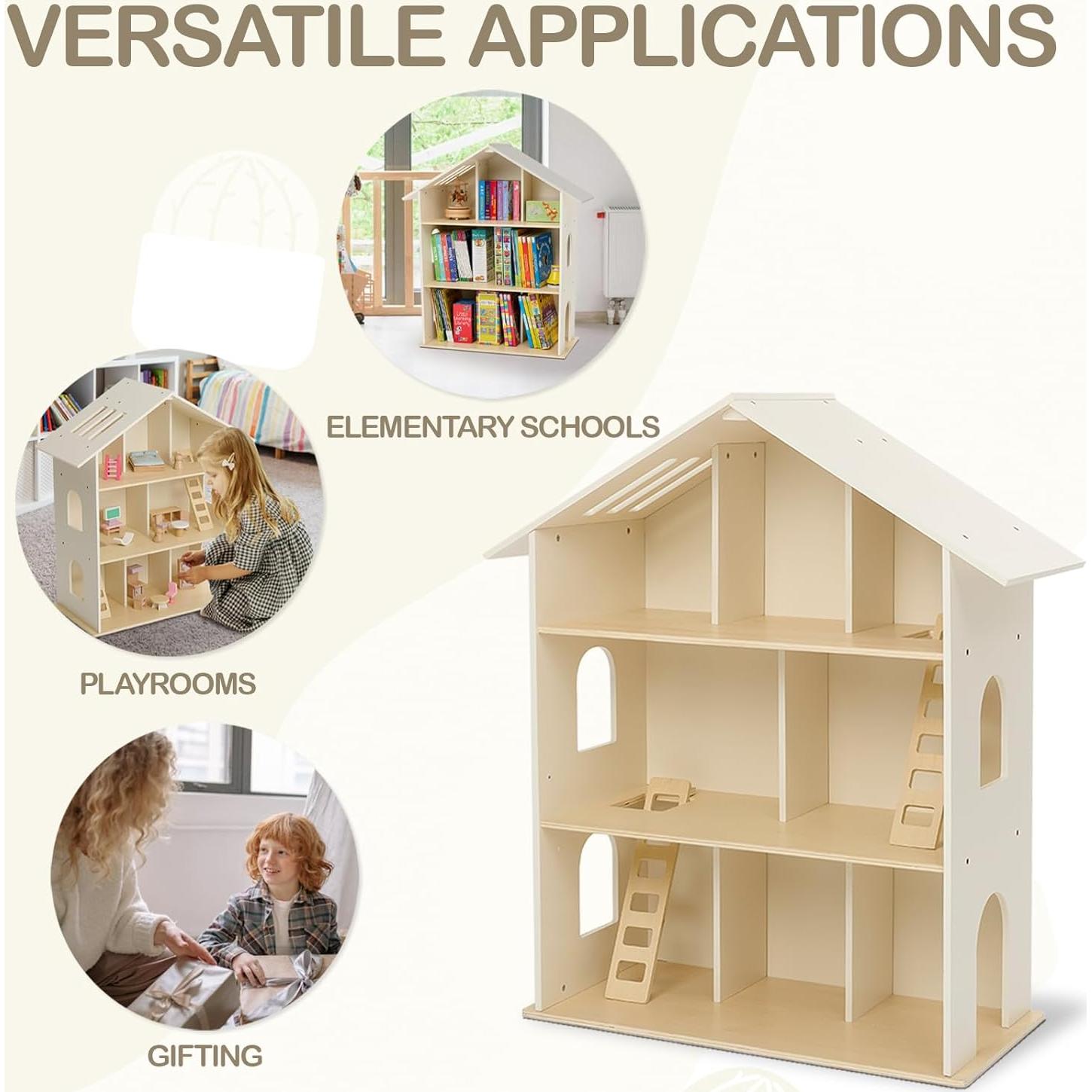 Estantería de Casa de Muñecas Monlurd 71x30cm Madera Abeto