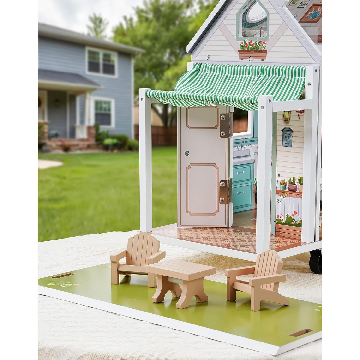 Casa de Muñecas ROBUD Camper Van de Madera con Cocina y Dormitorio