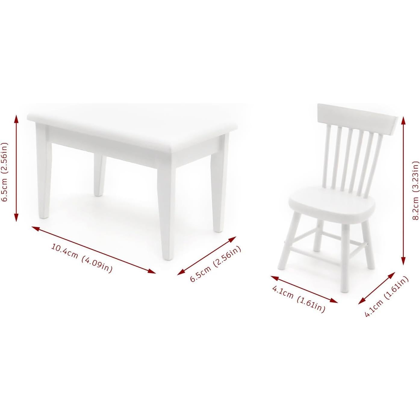 Juego de Mesa y Sillas Miniatura 1:12 Minamzee 17 Piezas