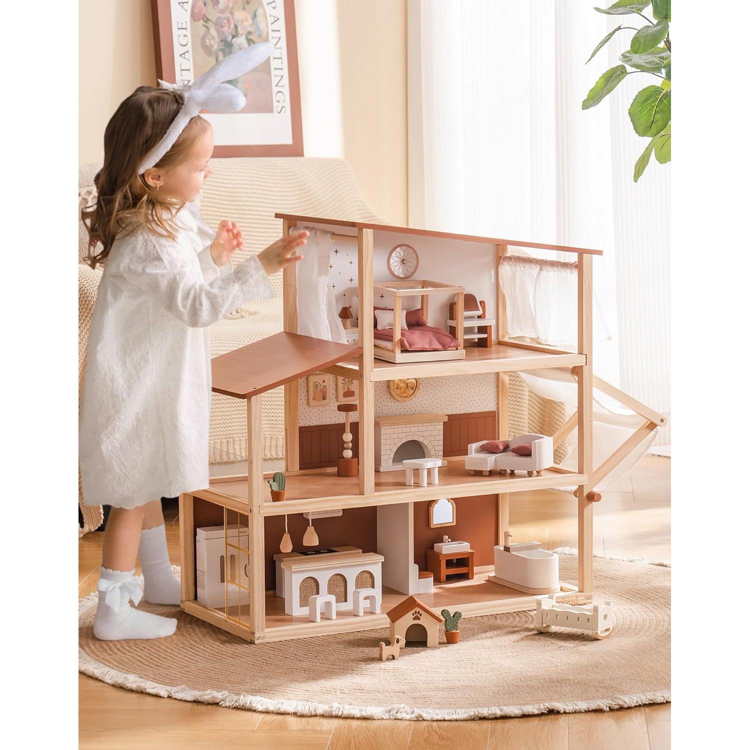 Casa de Muñecas de Madera ROBUD Bohemia con 37 Piezas