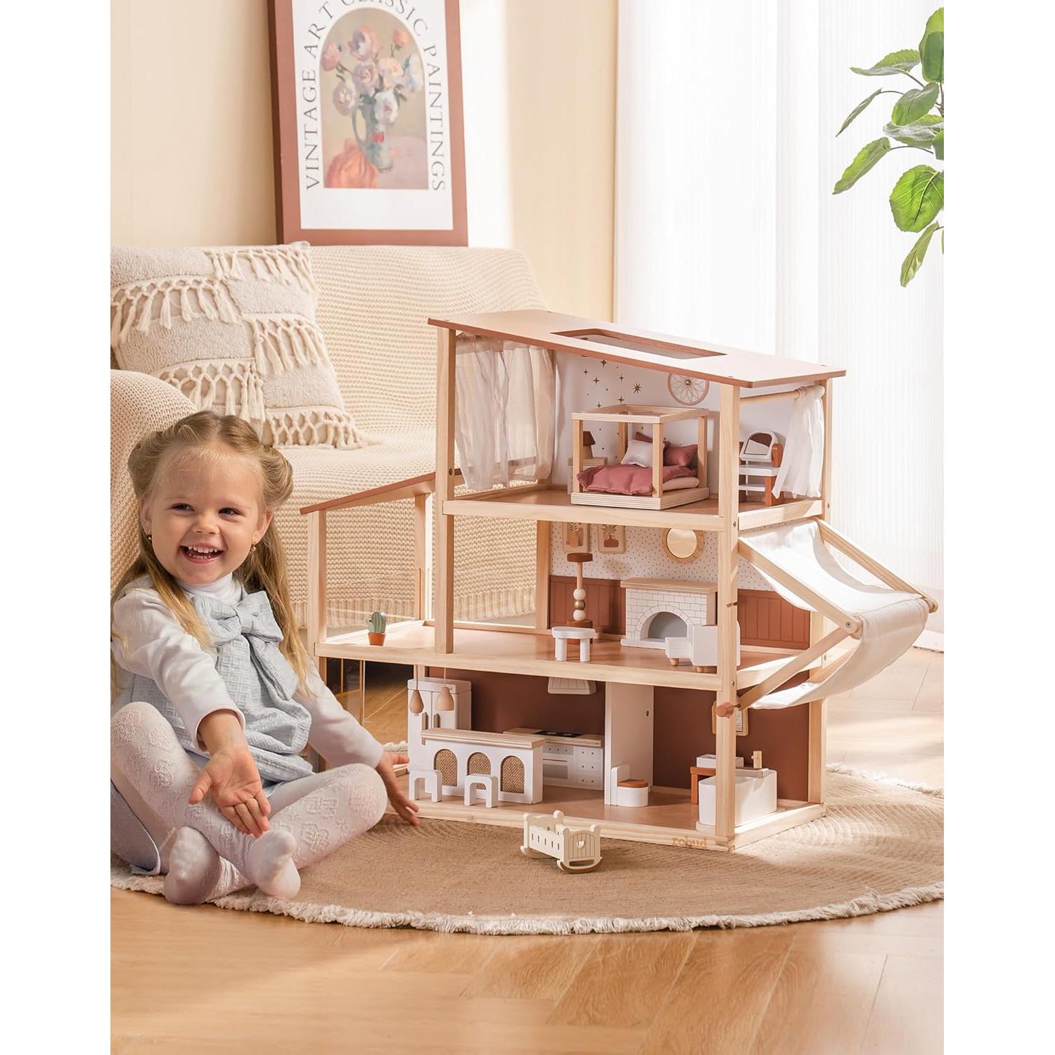 Casa de Muñecas de Madera ROBUD Bohemia con 37 Piezas