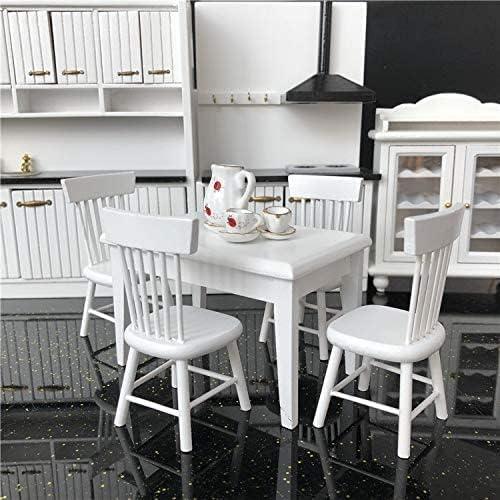 Juego de Mesa y Sillas Miniatura Cutemini 1:12 Madera 5 Piezas