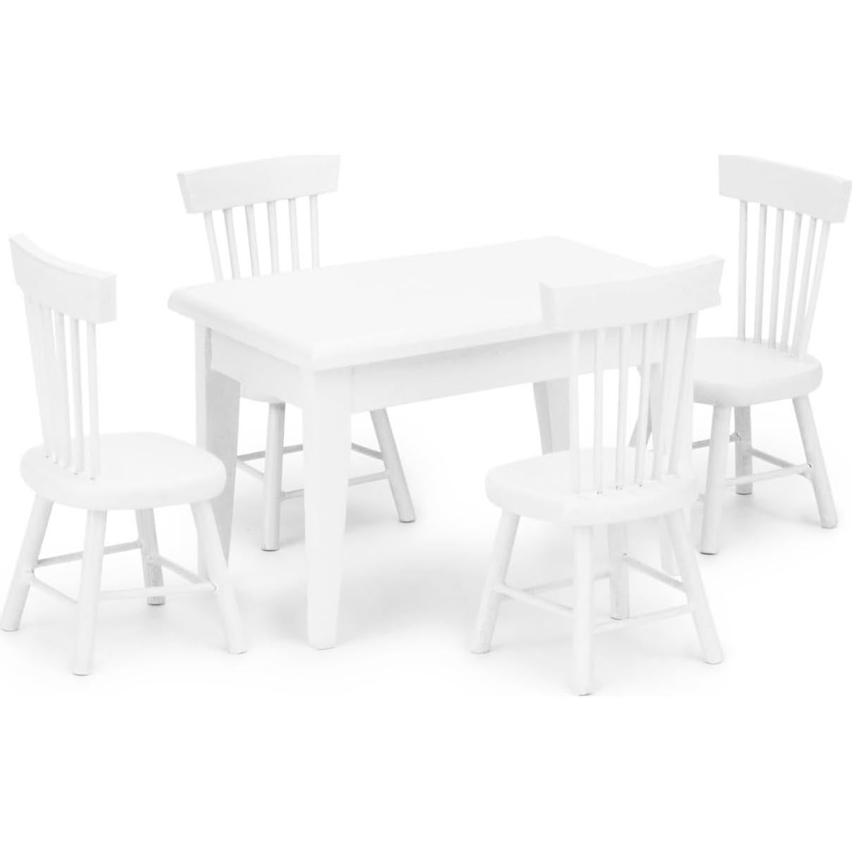 Juego de Mesa y Sillas Miniatura Cutemini 1:12 Madera 5 Piezas