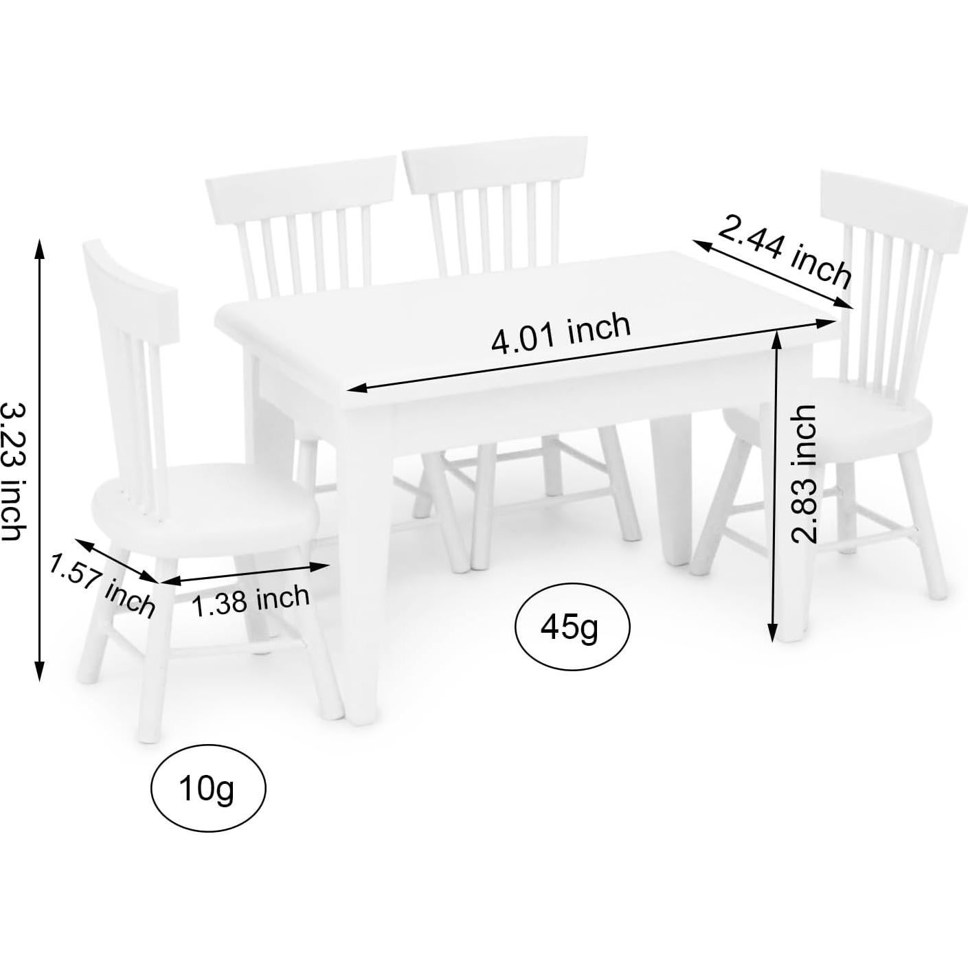 Juego de Mesa y Sillas Miniatura Cutemini 1:12 Madera 5 Piezas