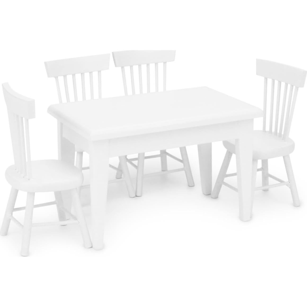 Juego de Mesa y Sillas Miniatura Cutemini 1:12 Madera 5 Piezas