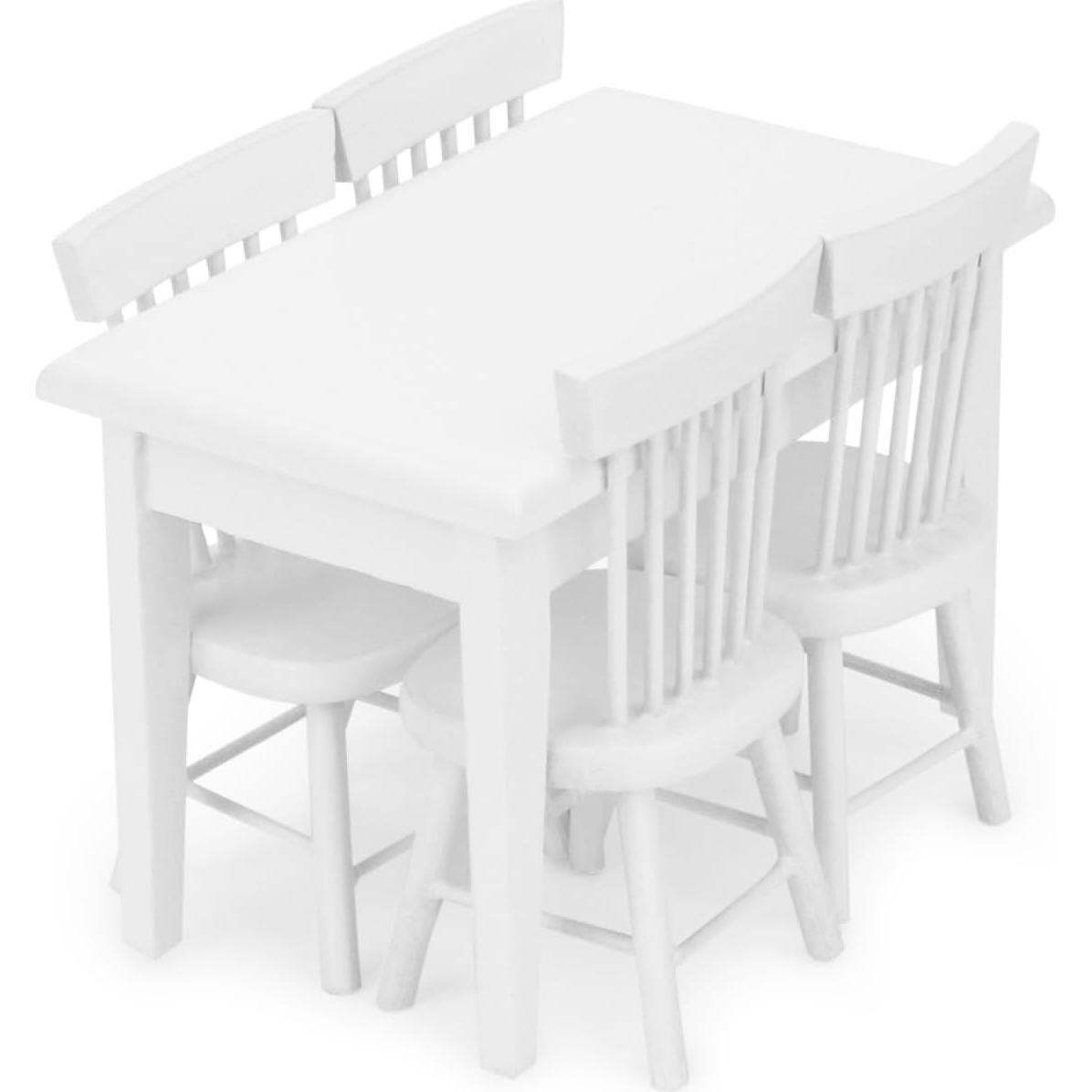 Juego de Mesa y Sillas Miniatura Cutemini 1:12 Madera 5 Piezas