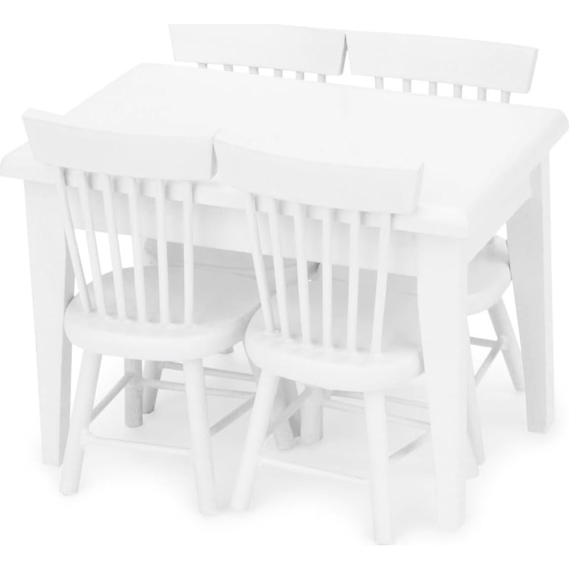 Juego de Mesa y Sillas Miniatura Cutemini 1:12 Madera 5 Piezas