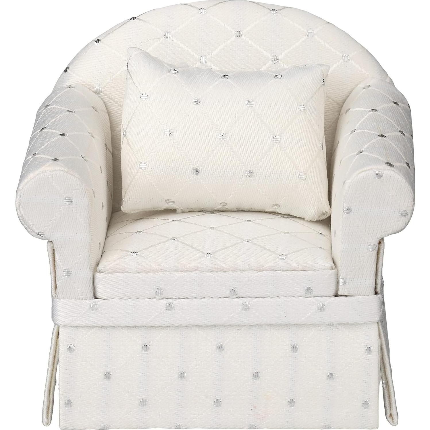 Sofá Sillón Miniatura Inusitus Tapizado Blanco con Puntos