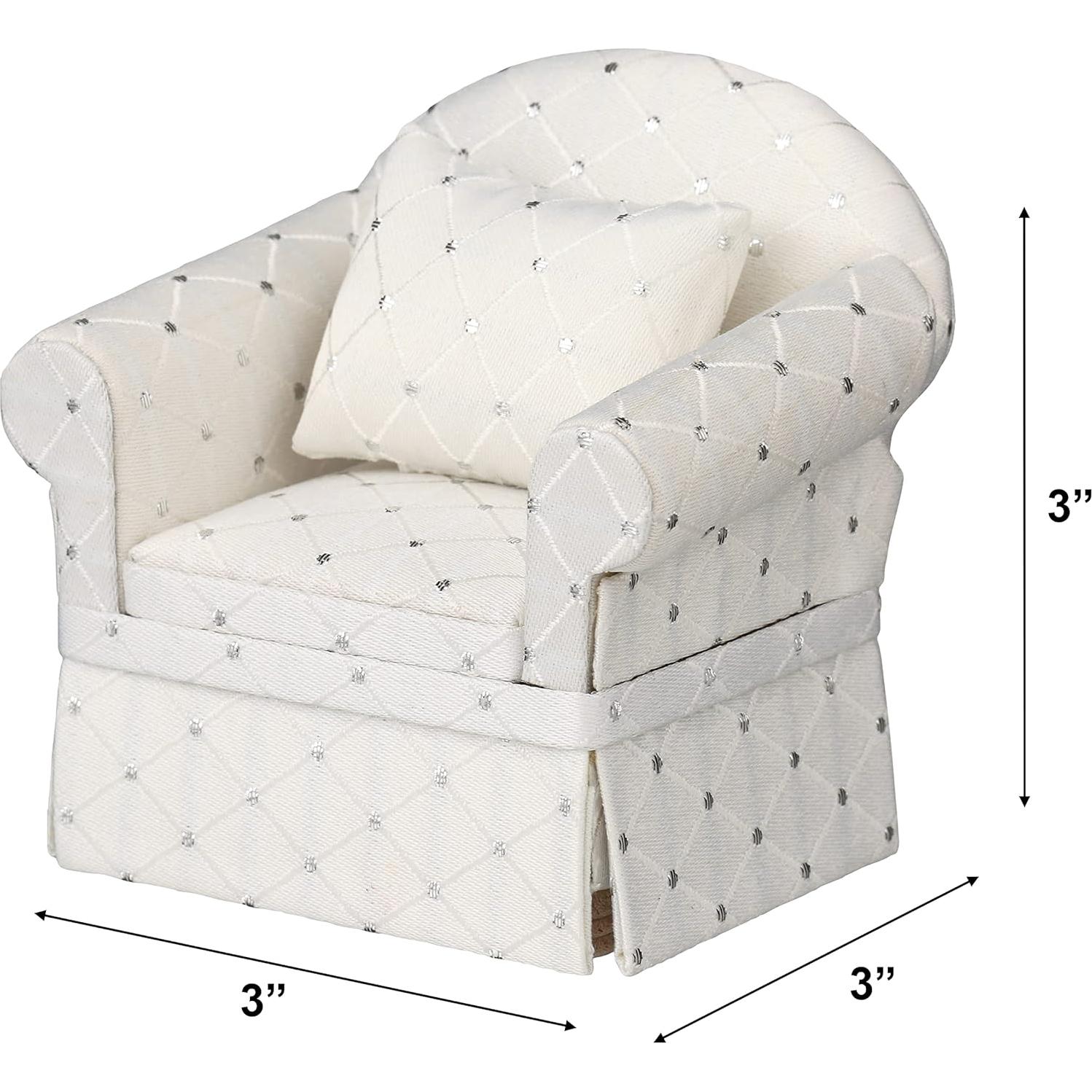 Sofá Sillón Miniatura Inusitus Tapizado Blanco con Puntos