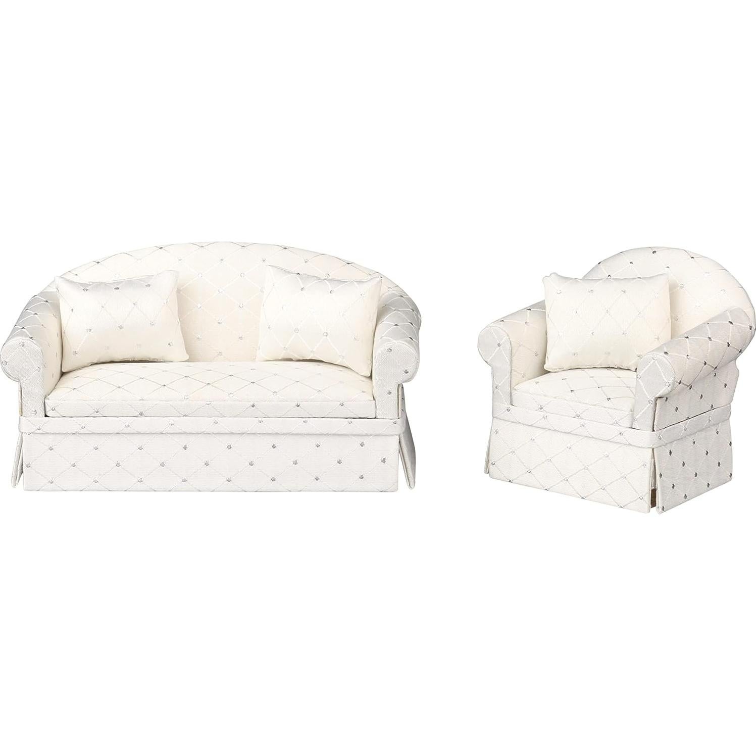 Sofá Sillón Miniatura Inusitus Tapizado Blanco con Puntos