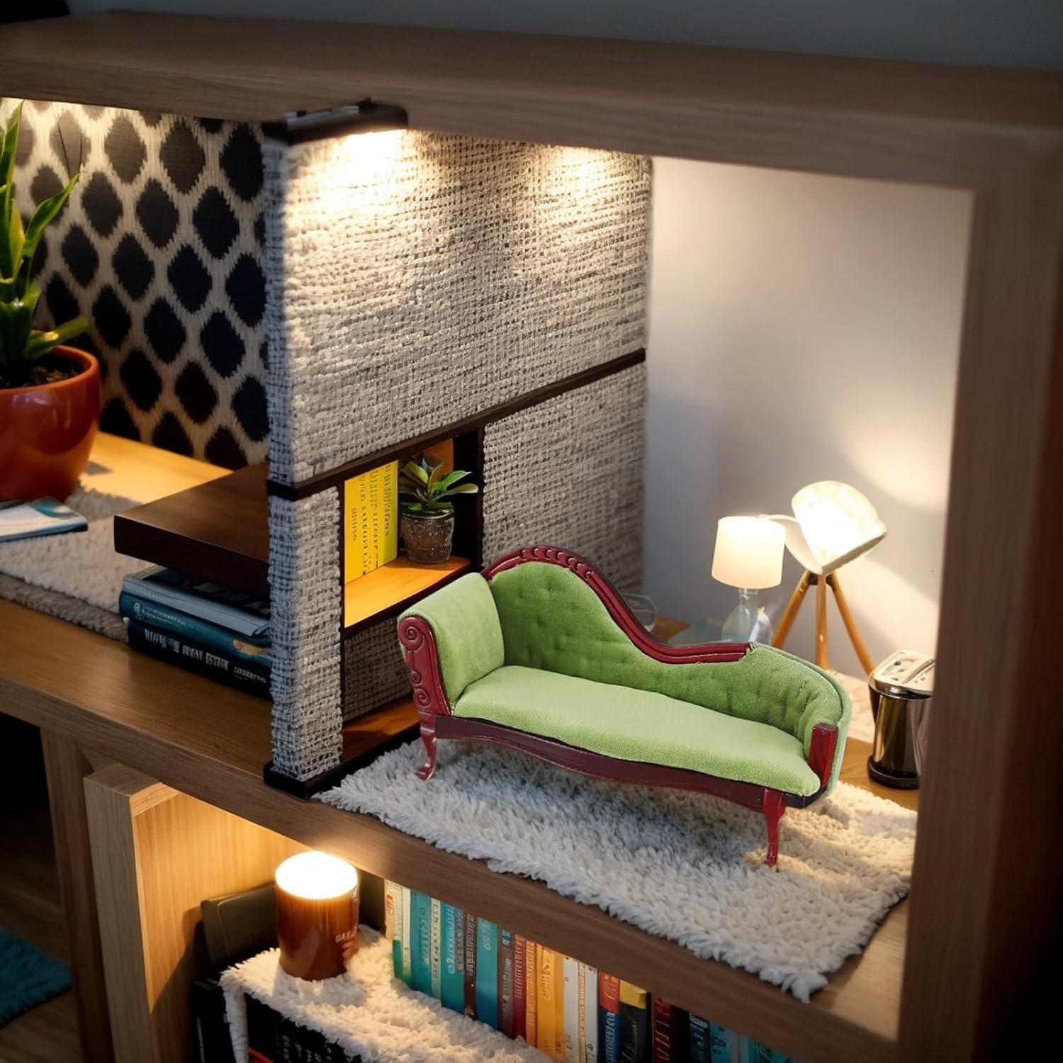 Banco de Madera Vintage Jarbins para Casa de Muñecas 1:12