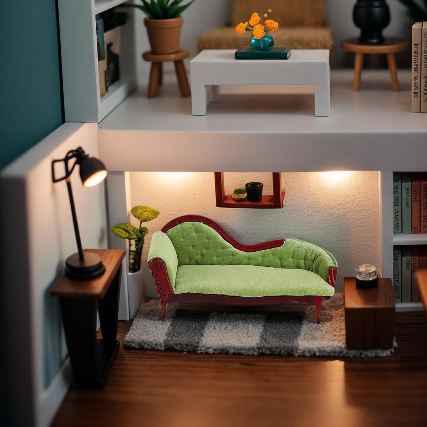 Banco de Madera Vintage Jarbins para Casa de Muñecas 1:12