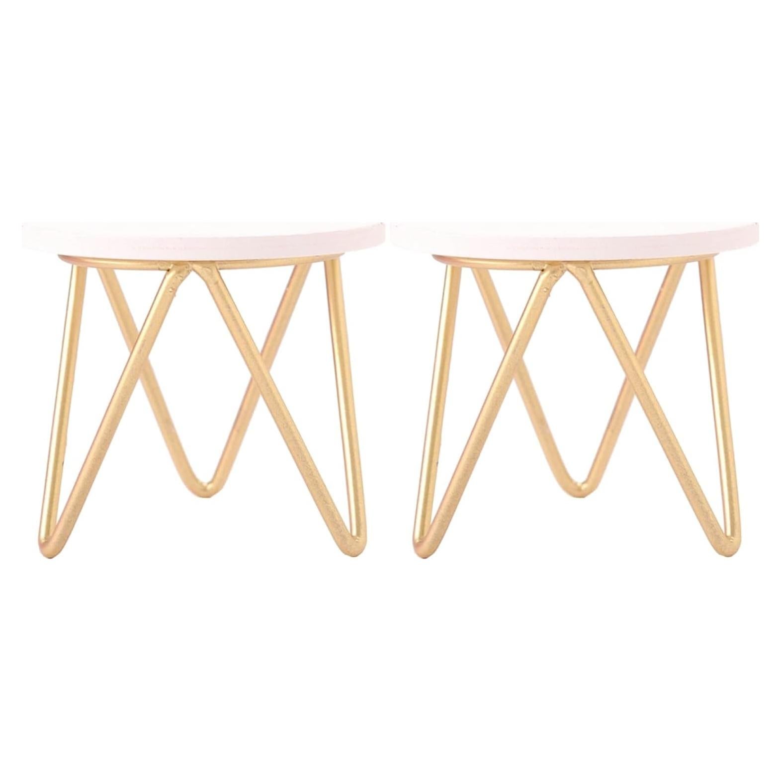 Mueble Miniatura Mesa Redonda de Madera 2pcs 8x8x7.4cm Toddmomy