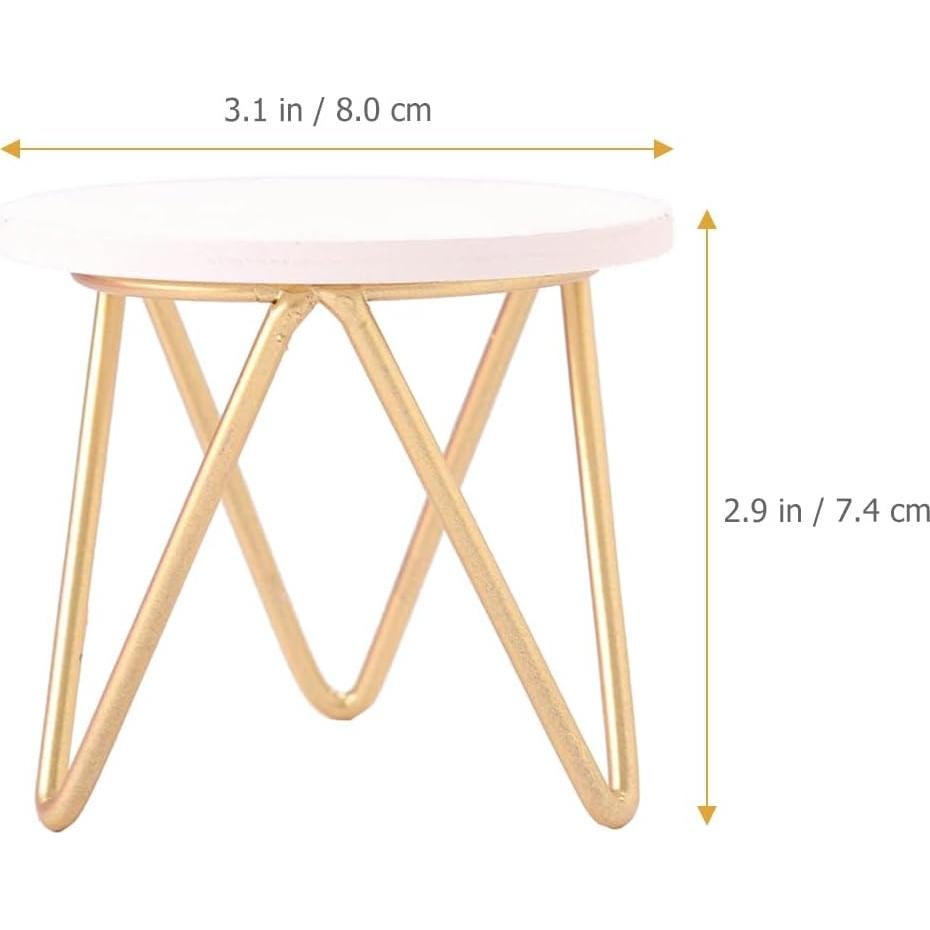 Mueble Miniatura Mesa Redonda de Madera 2pcs 8x8x7.4cm Toddmomy