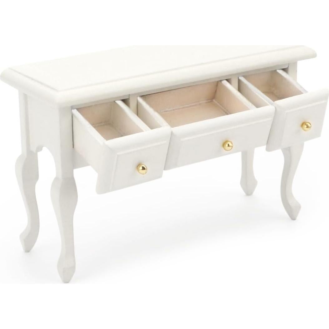 Mesa Miniatura 1:12 Cutemini Escritorio Blanco con 3 Cajones