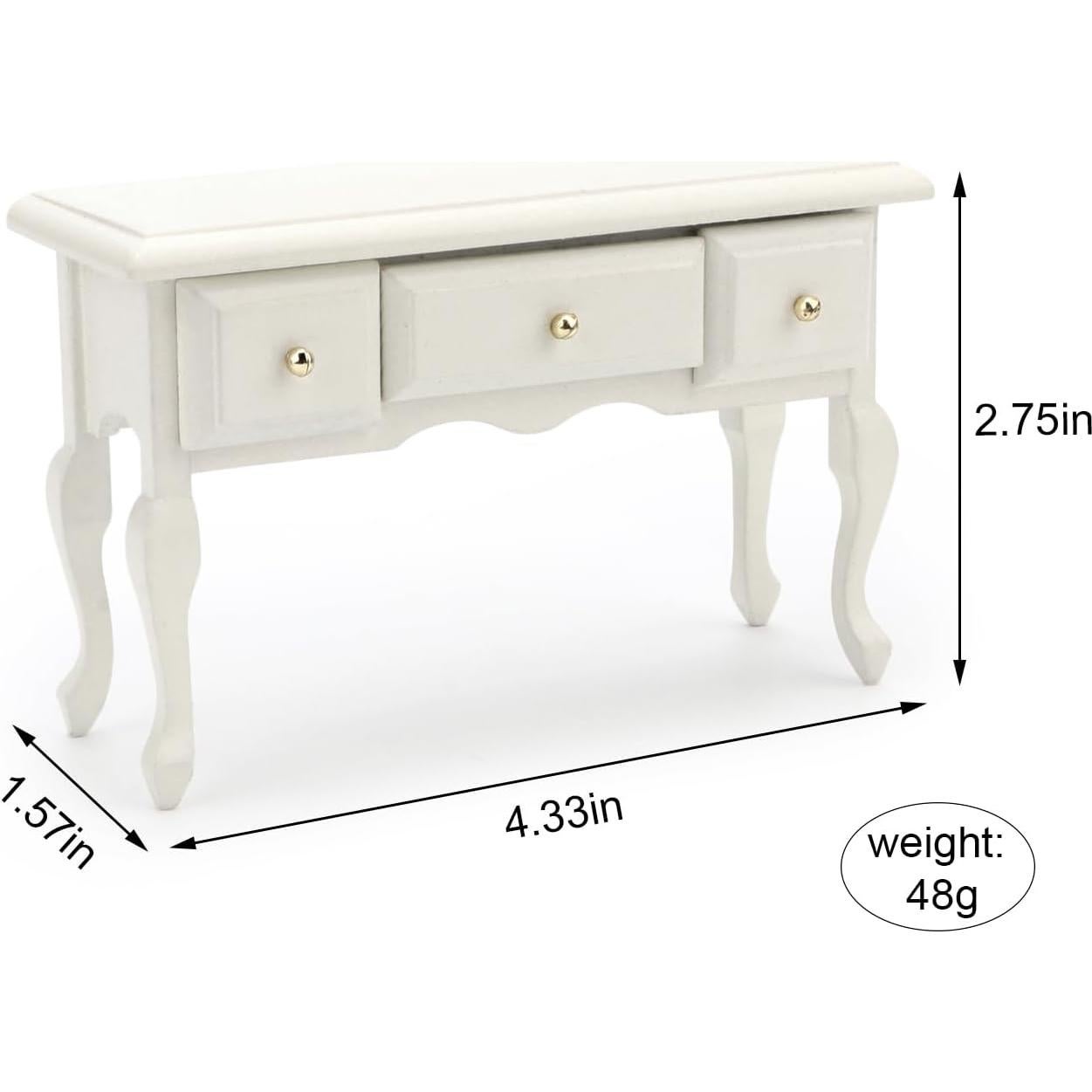 Mesa Miniatura 1:12 Cutemini Escritorio Blanco con 3 Cajones