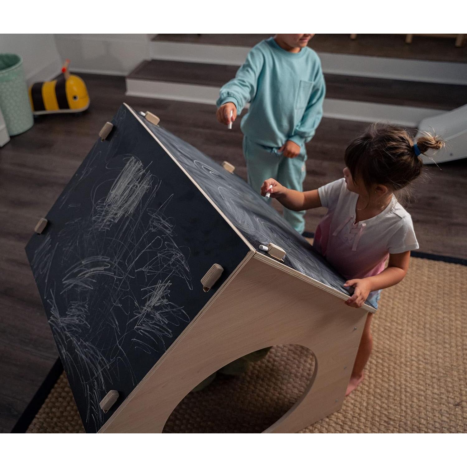 Casa de Juguete Avenlur Montessori de Madera con Techo de Pizarra