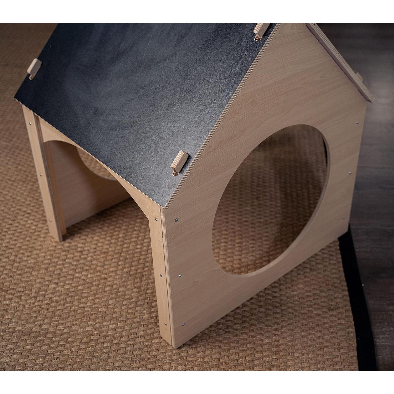 Casa de Juguete Avenlur Montessori de Madera con Techo de Pizarra