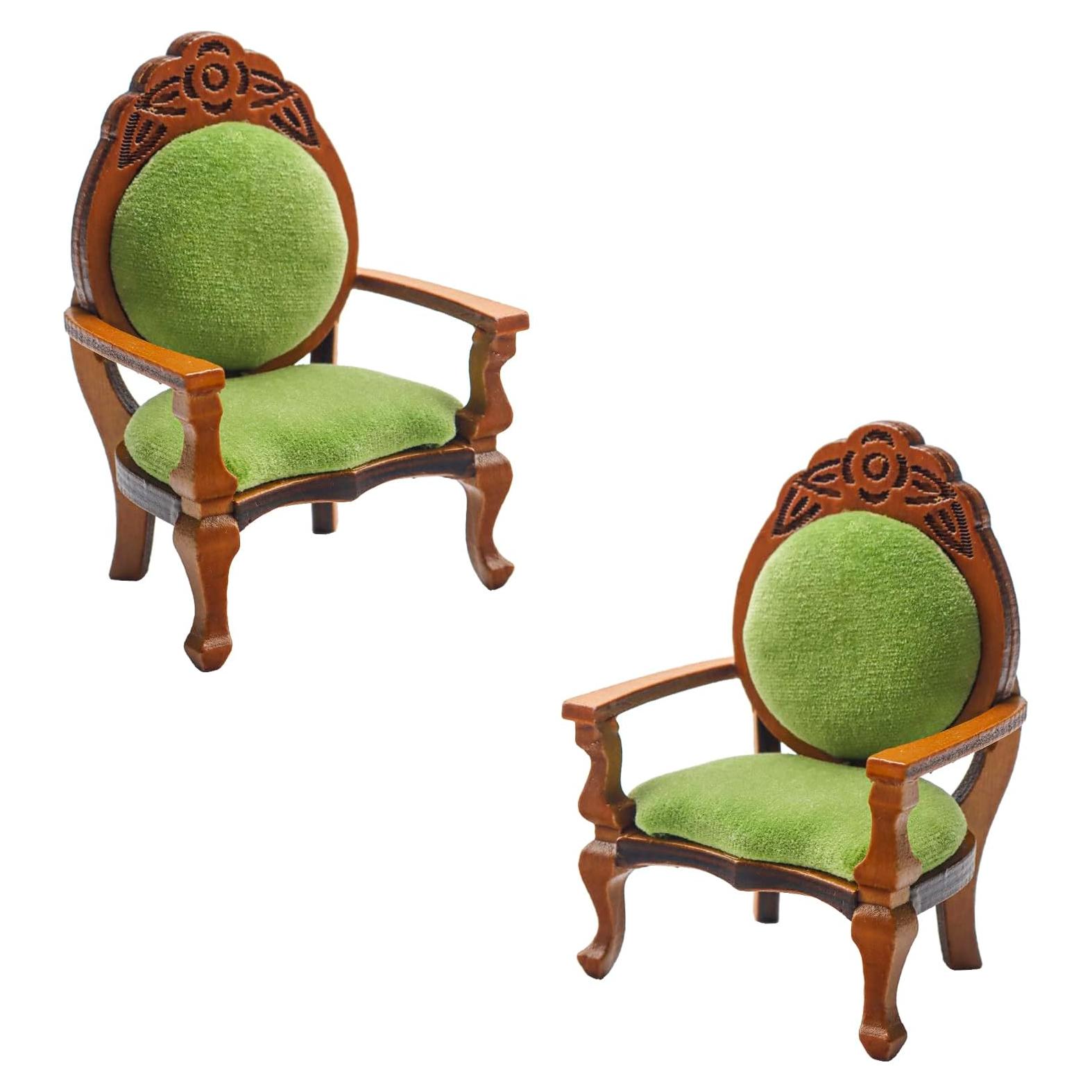 Mini Sillas de Madera Hiawbon 2 Piezas 8.4x5.6x4.6 cm