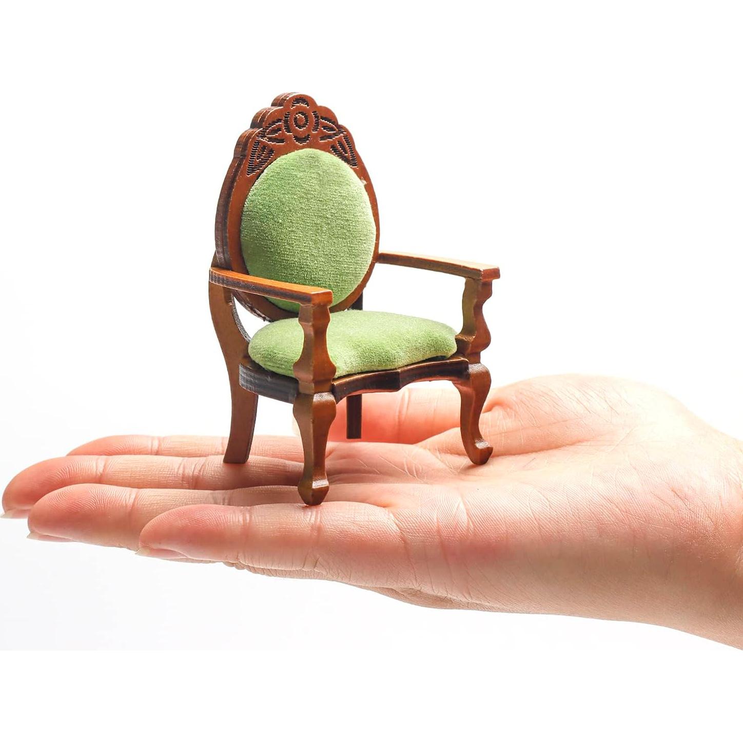 Mini Sillas de Madera Hiawbon 2 Piezas 8.4x5.6x4.6 cm