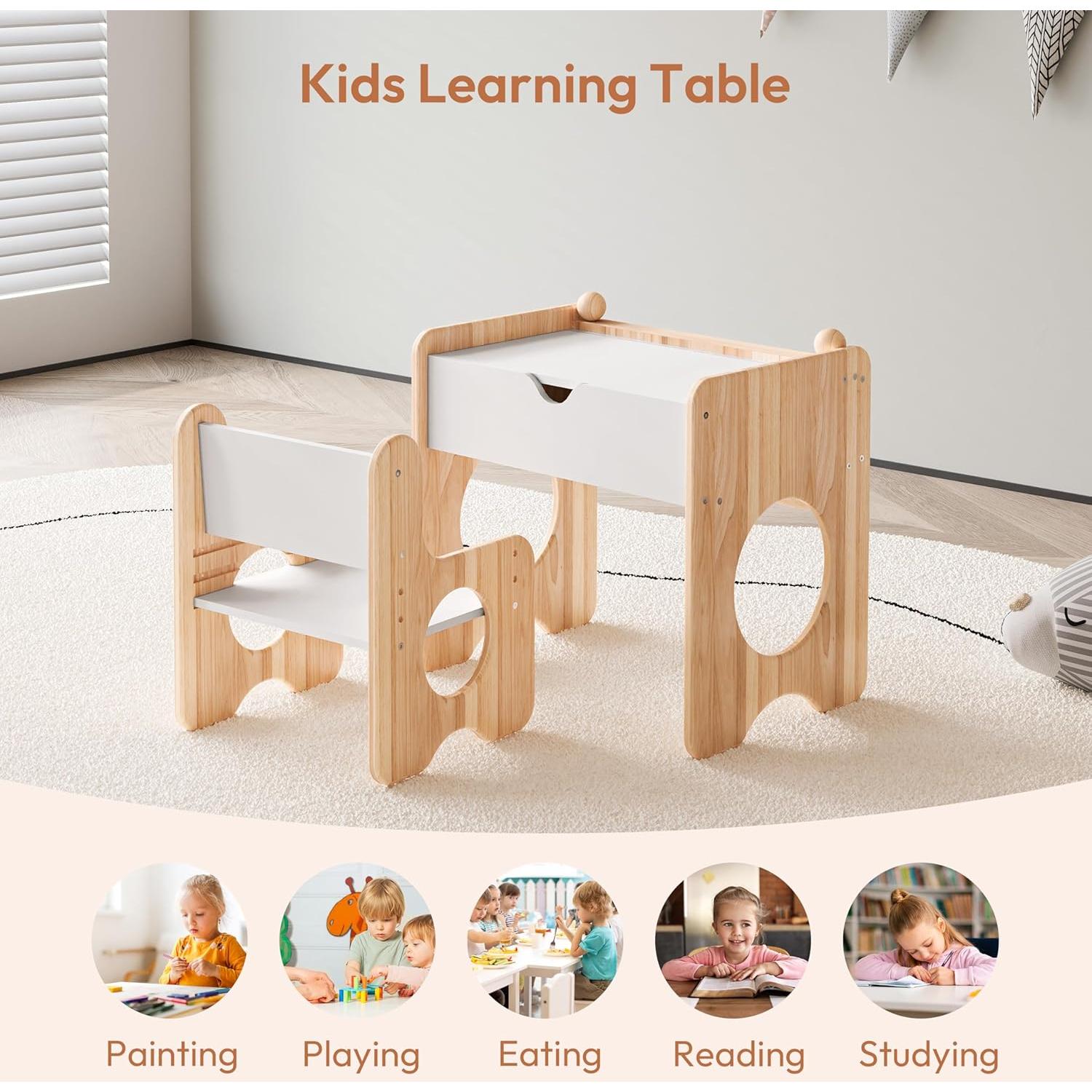 Conjunto de Mesa y Sillas Montessori Woodtoe con Almacenamiento