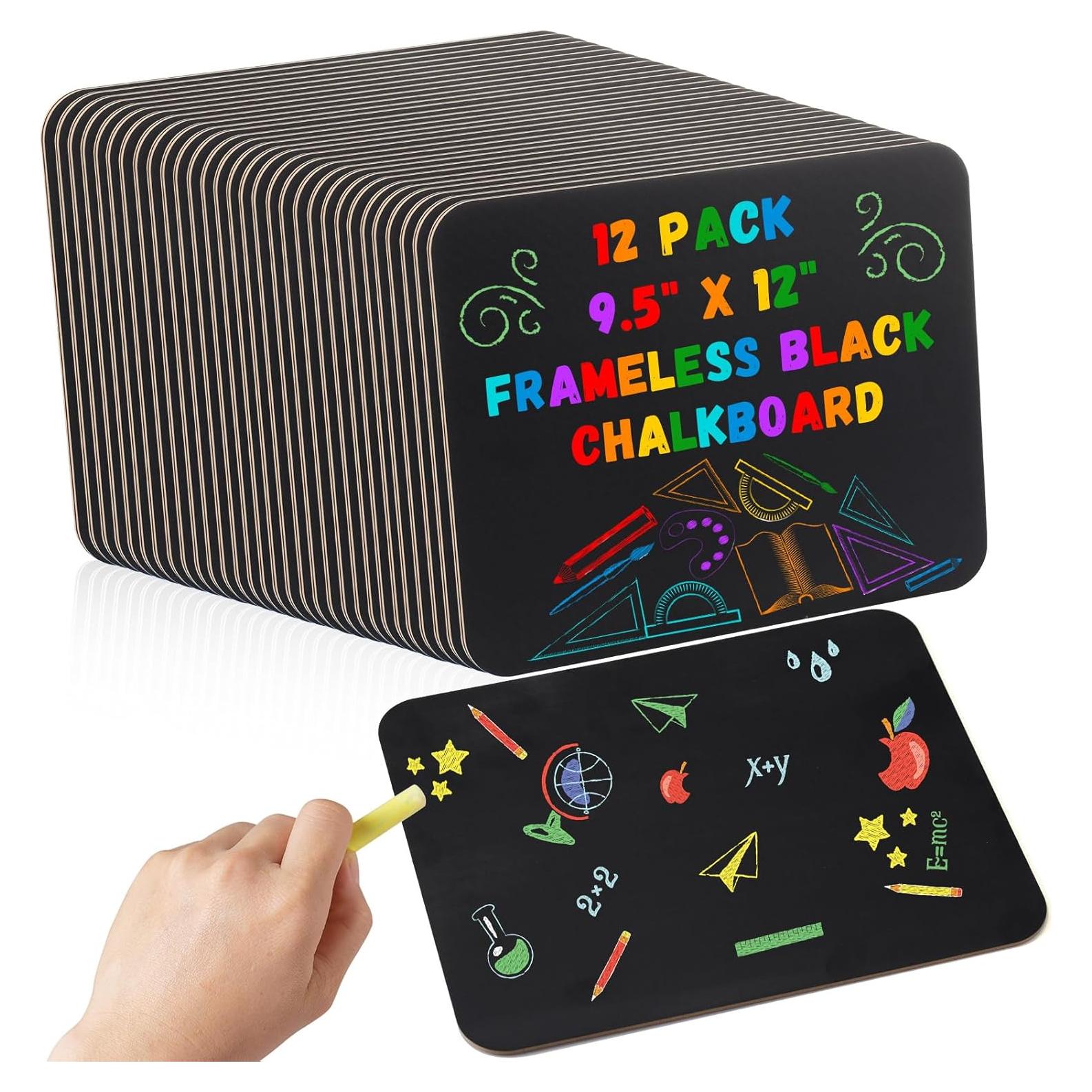 Juego de 12 Pizarras Negras de Madera Humyoun 30x24 cm