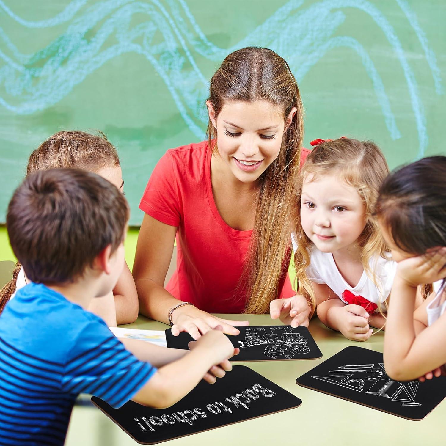 Juego de 12 Pizarras Negras de Madera Humyoun 30x24 cm